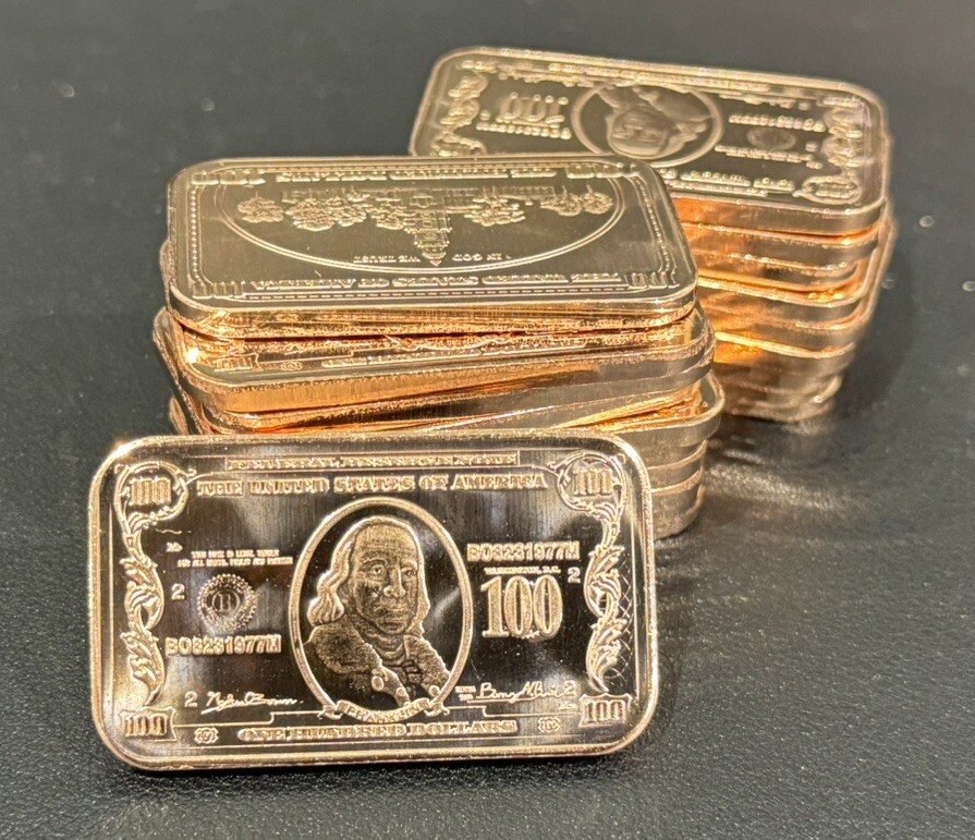 TUBE OF 20 X 1 OZ .999 FINE COPPER BARS BULLION 20 RANDOM PICK