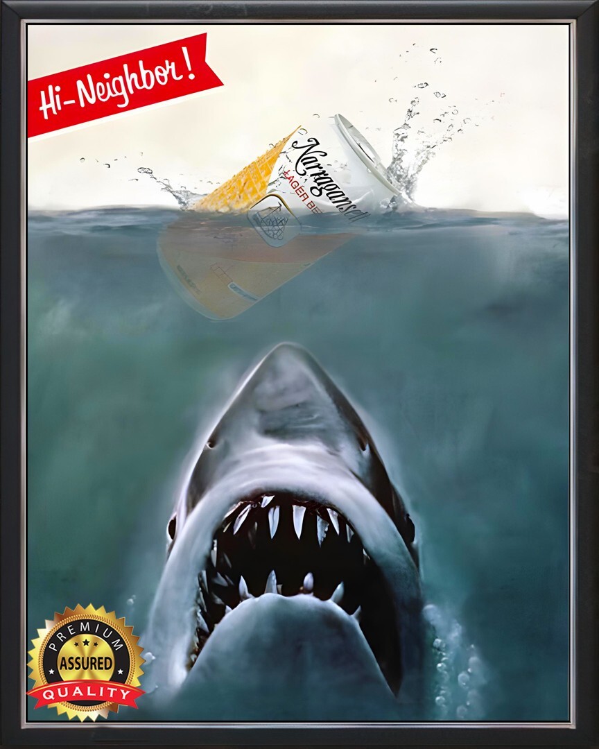 Narragansett Beer - Jaws - Restored - Metal Sign 11 x 14