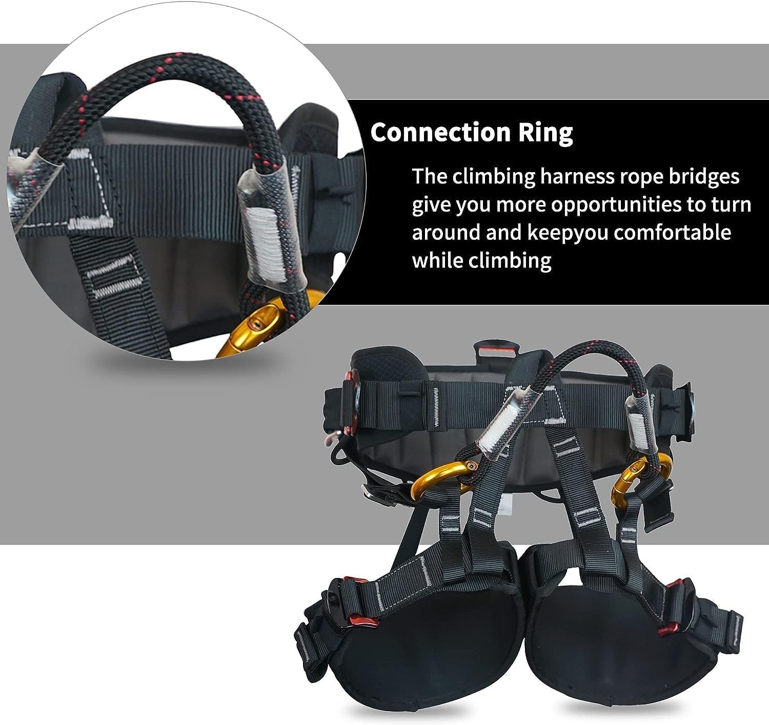 Climbing Half Body Harness Rope Arborist Saddle Tree Bridge Caving Rescue CE