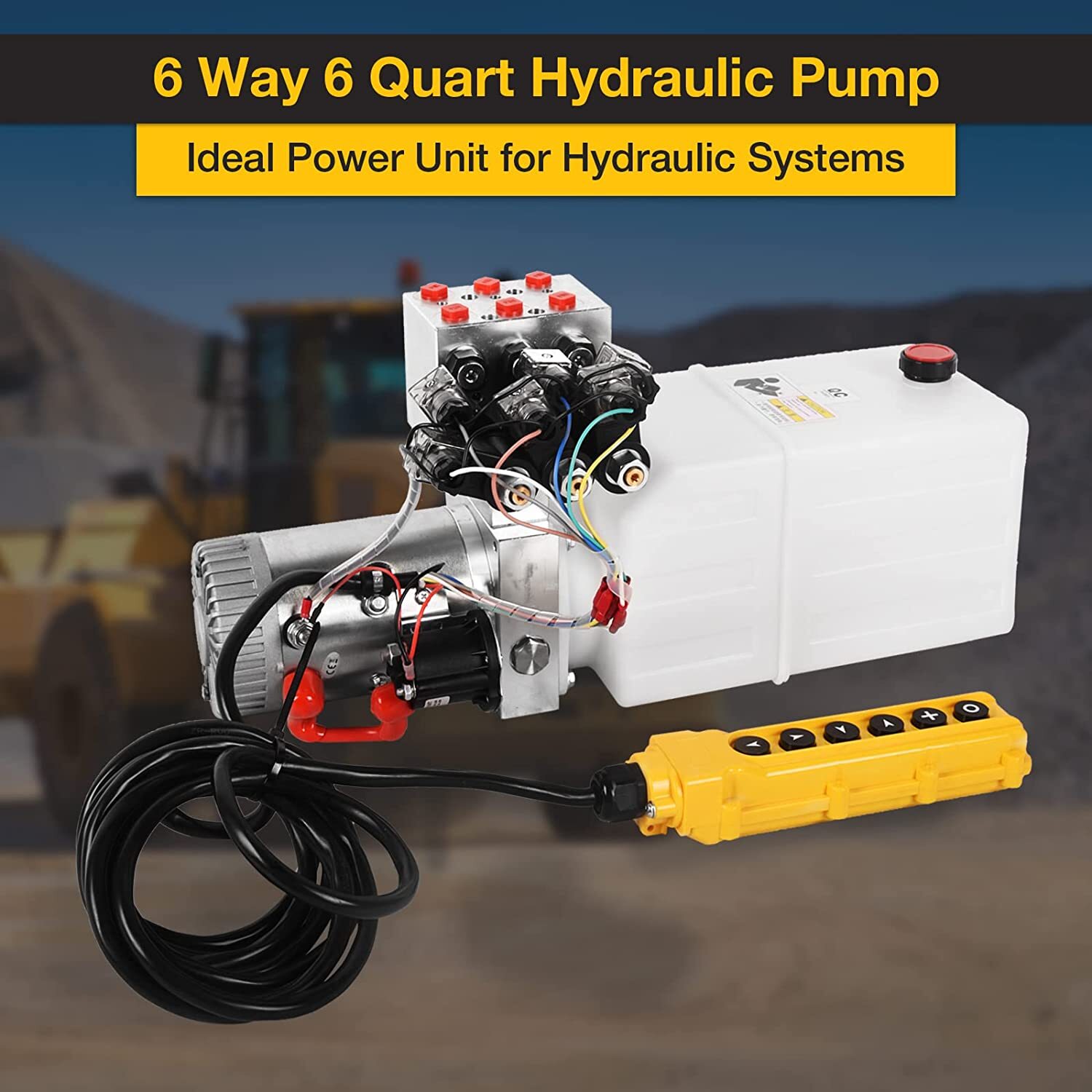 Hydraulic Power Unit Pump 6 Way 6 Quart Double Acting Dump Trailer Car Lifting