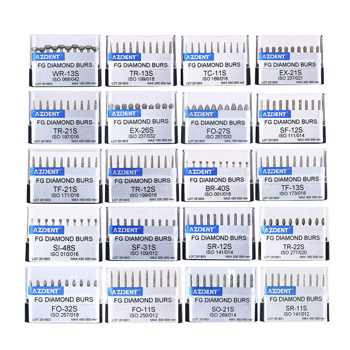 100pcs AZDENT Dental Super Coarse Diamond Burs FG Bur for High Speed Handpiece