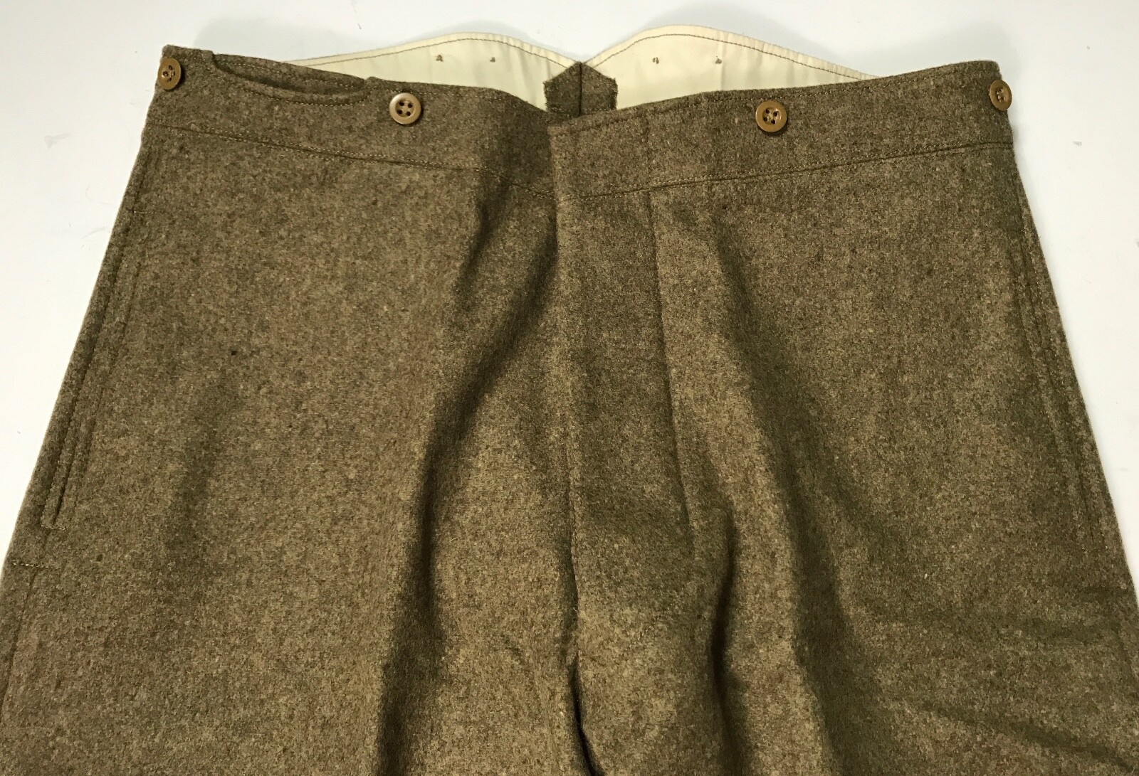 WWI BRITISH P1902 WOOL SERVICE DRESS COMBAT FIELD TROUSERS- SMALL 32 WAIST