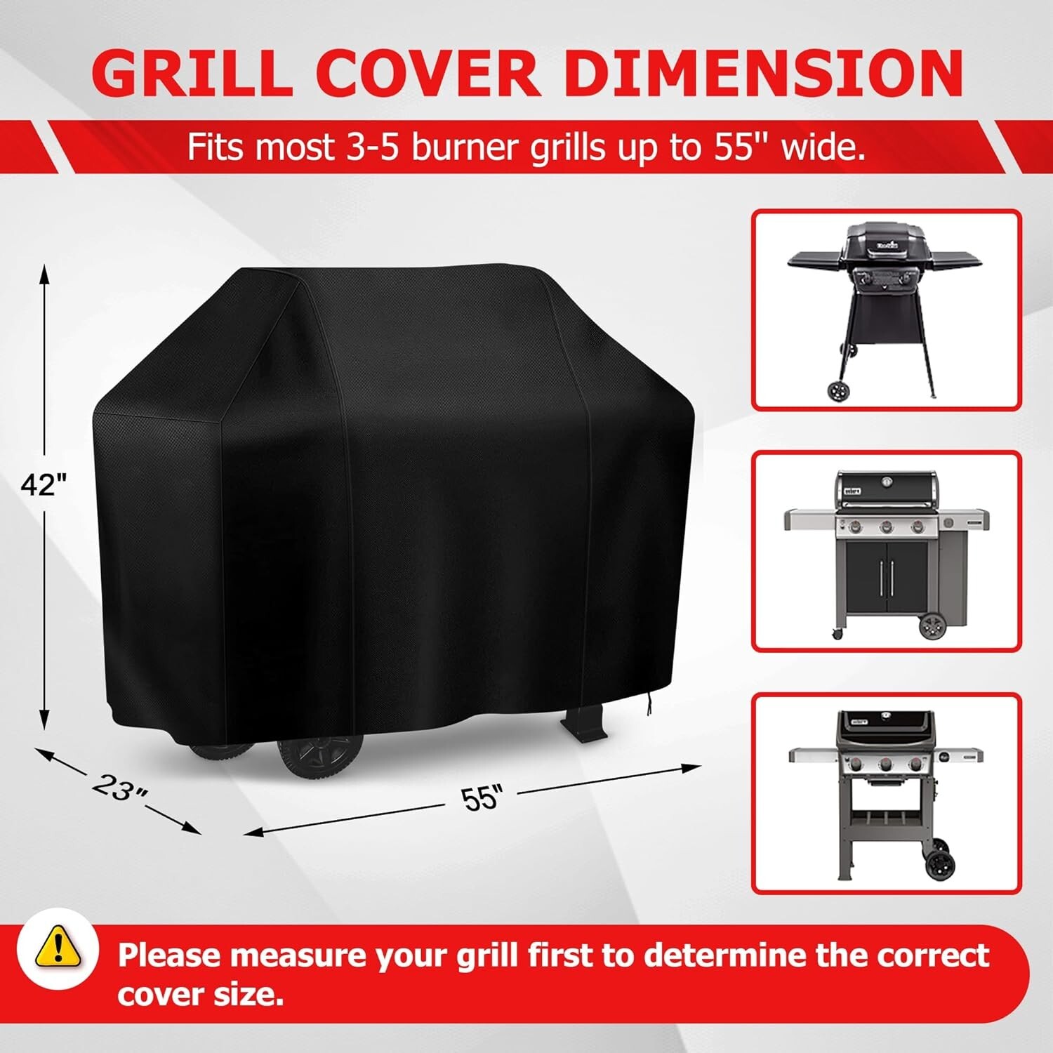 iCOVER 55 in BBQ Gas Grill Cover for Weber Char-Broil Brinkmann Holland JennAir