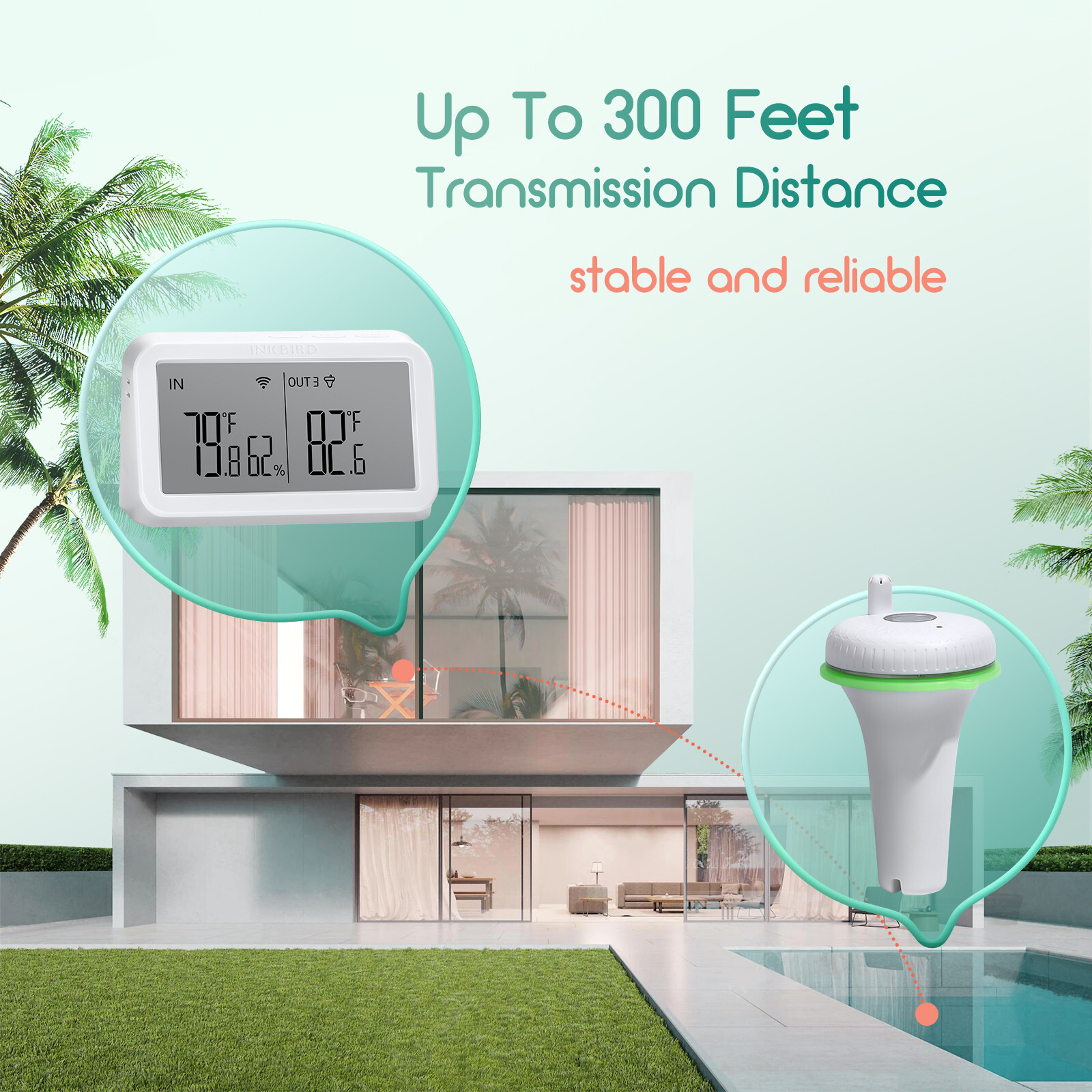 INKBIRD Floating Pool Thermometer Wi-Fi Gateway Combo Wireless App Control Ponds