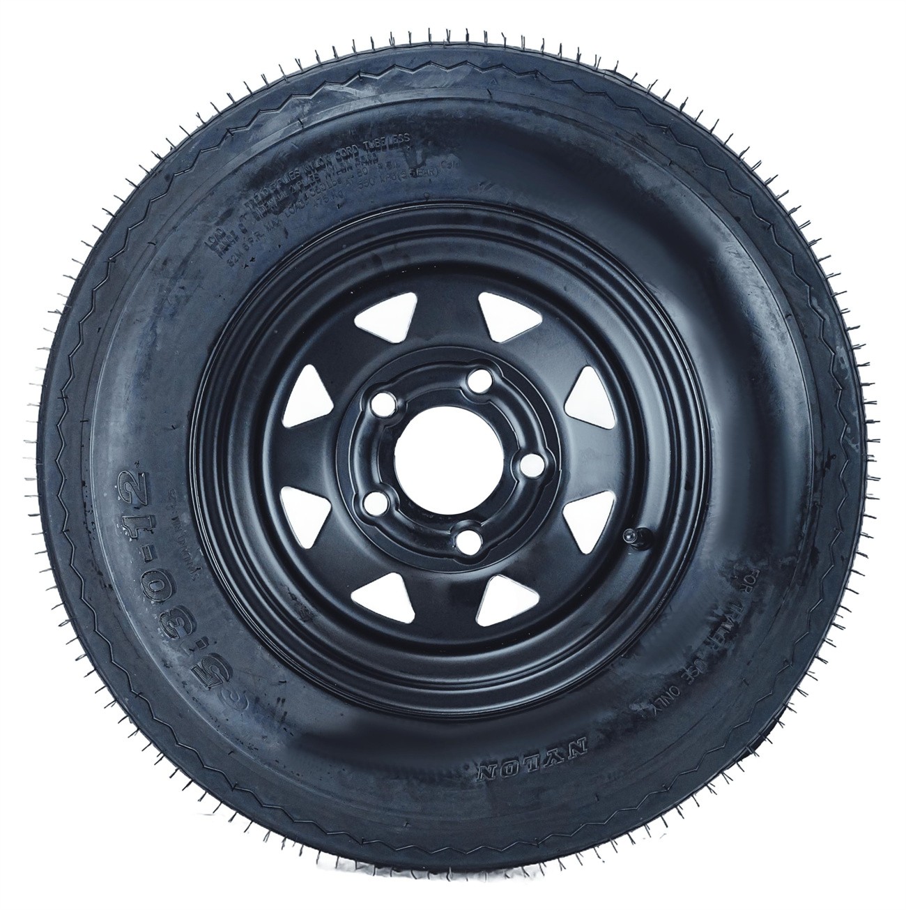 2 Pack 5.30-12 5.30x12 530-12 Trailer Tires w/12" Rims 5 Lug on 4.5" Black Wheel