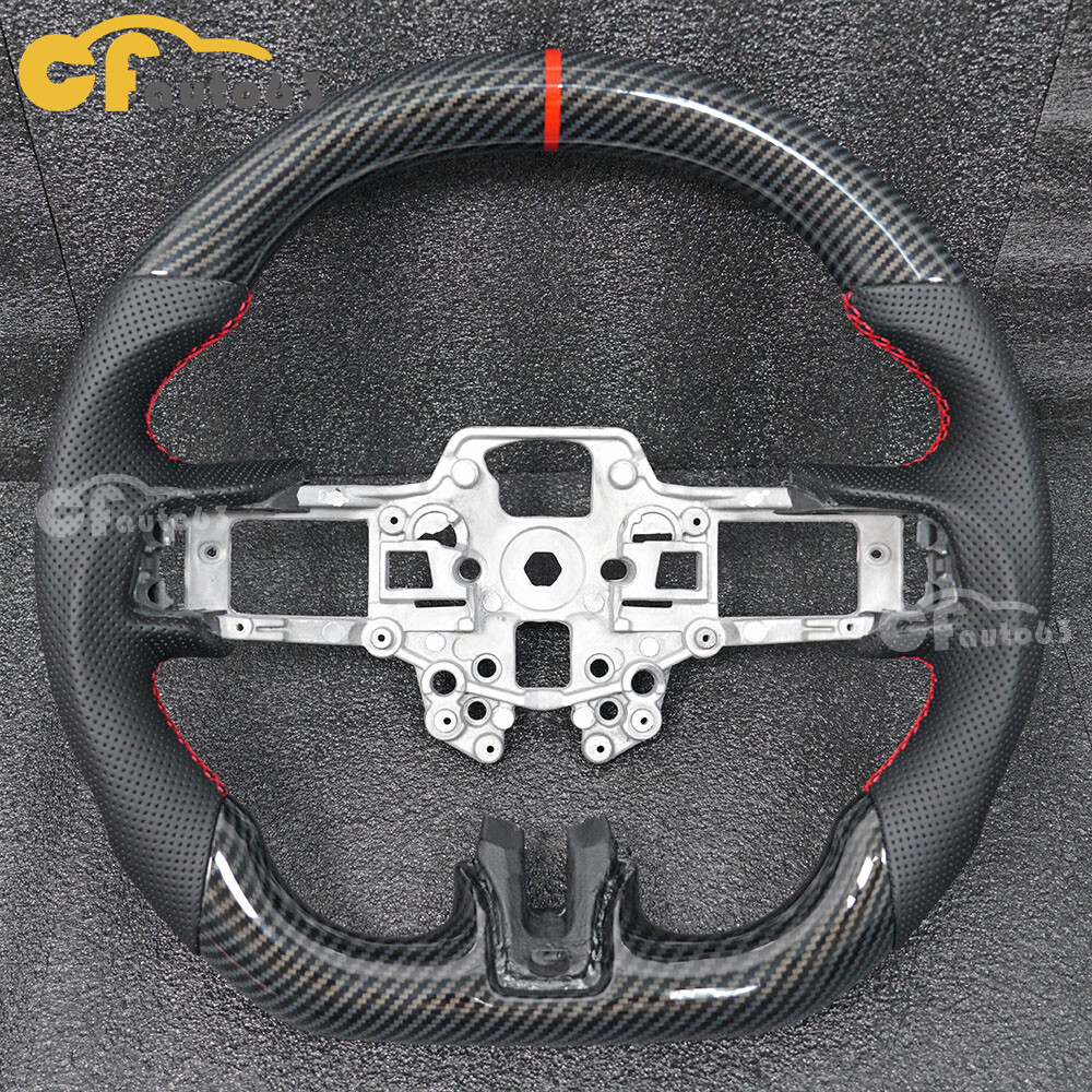 HYDRO DIP Carbon Fiber Steering Wheel Fit For 2018-2023 Ford Mustang GT Red Line