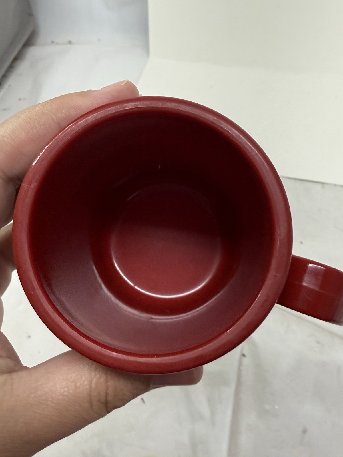 Vintage Folgers Office Coffee Mug Cup Continental Carlisle Red Plastic VHTF 8oz