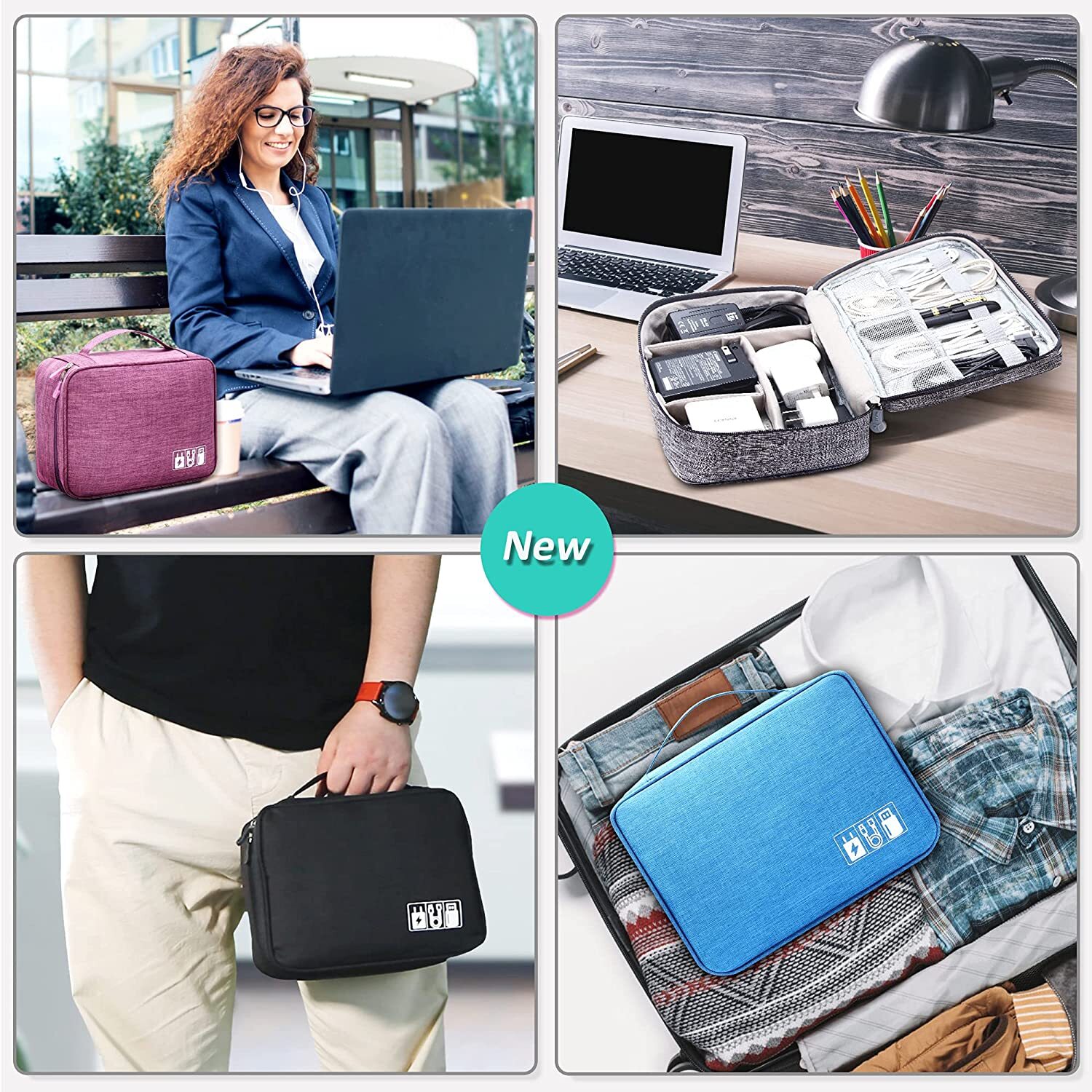 Portable Electronic Organizer Travel Cable Storage Bag Cord Case Accessories US