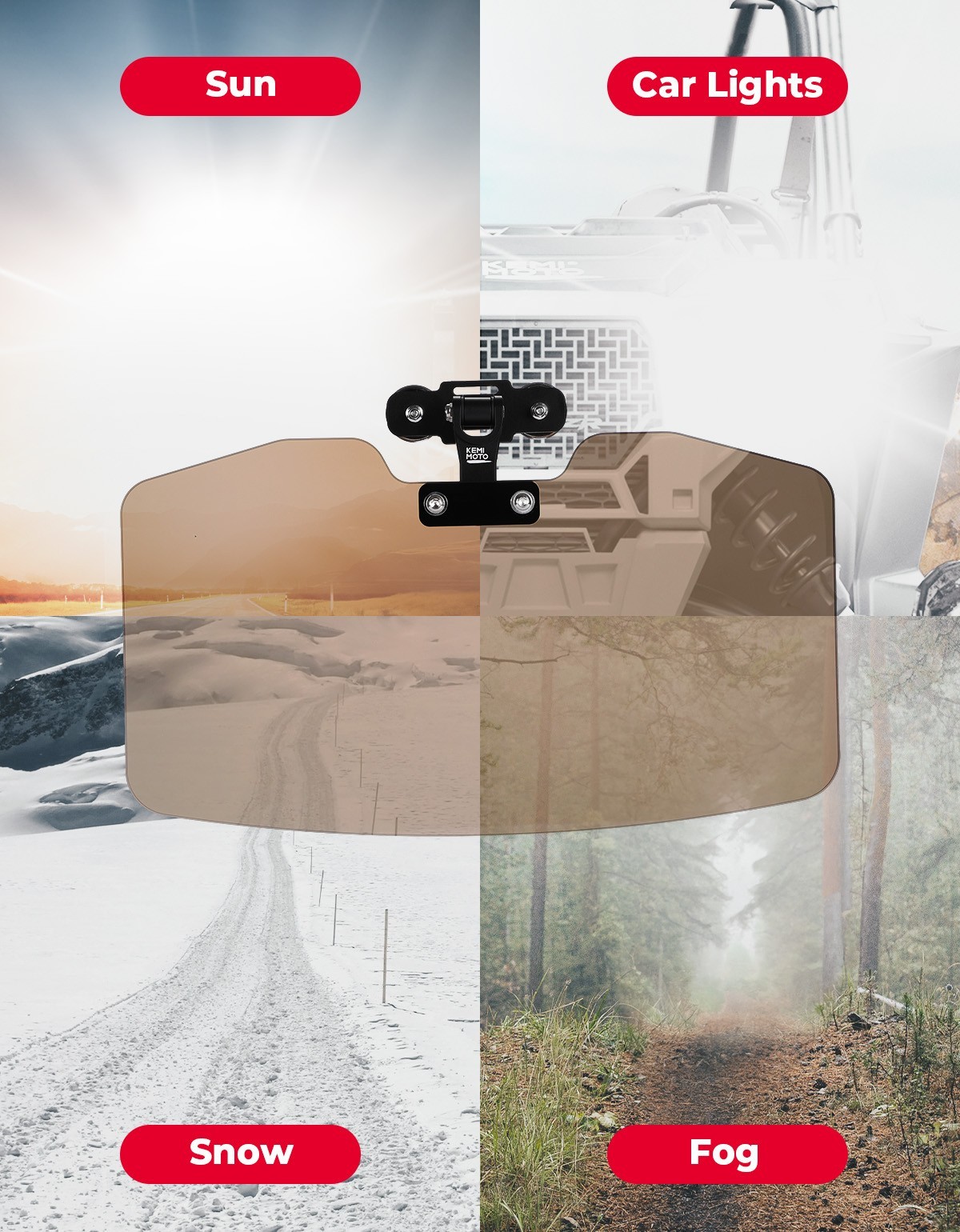 Pro-Fit Magnetic Sun Visor Tinted Sun Shade for Polaris Ranger Can-Am Defender