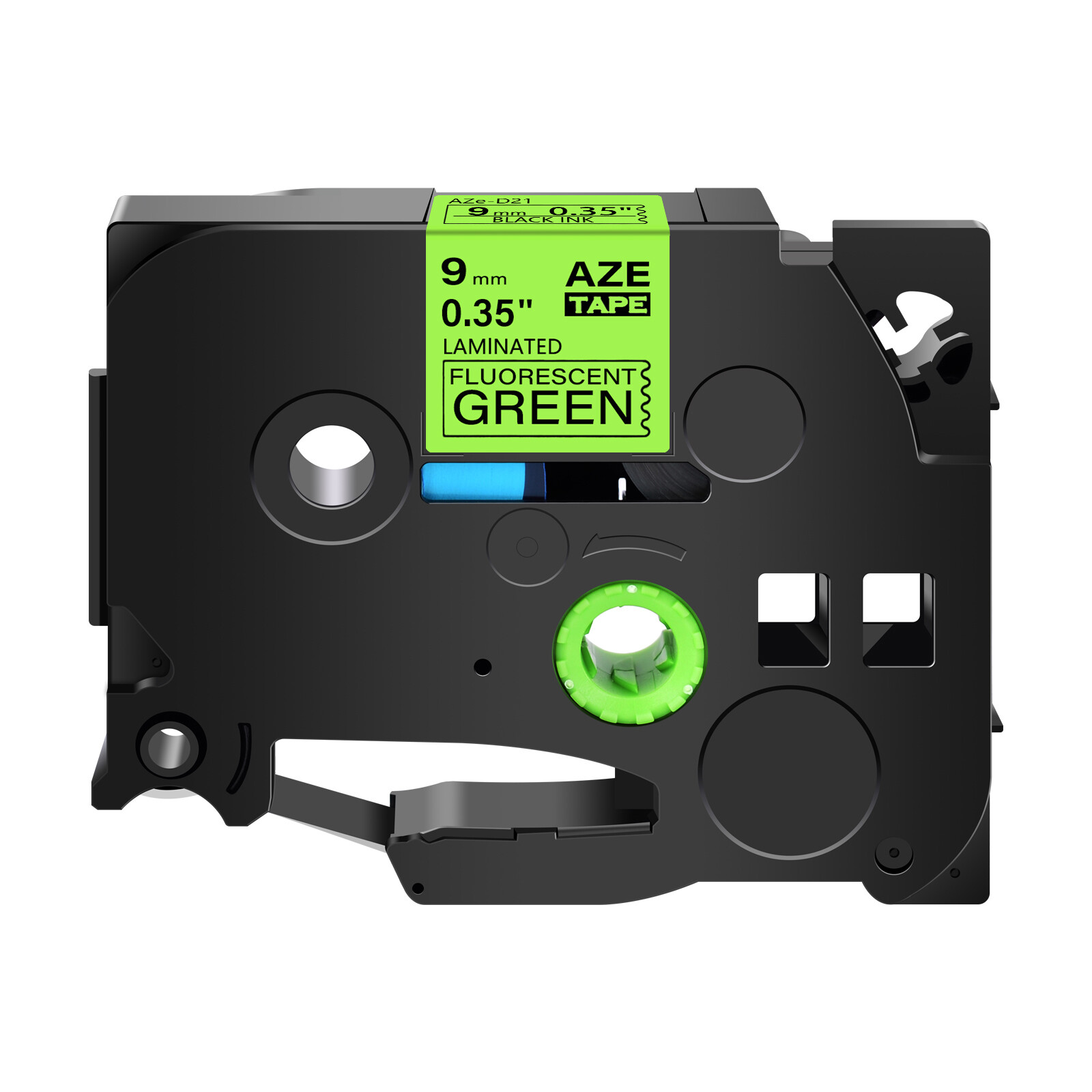 1PK Compatible with Brother PTouch Tze Tz D21 Fluorescent Green Label Tape 9mm