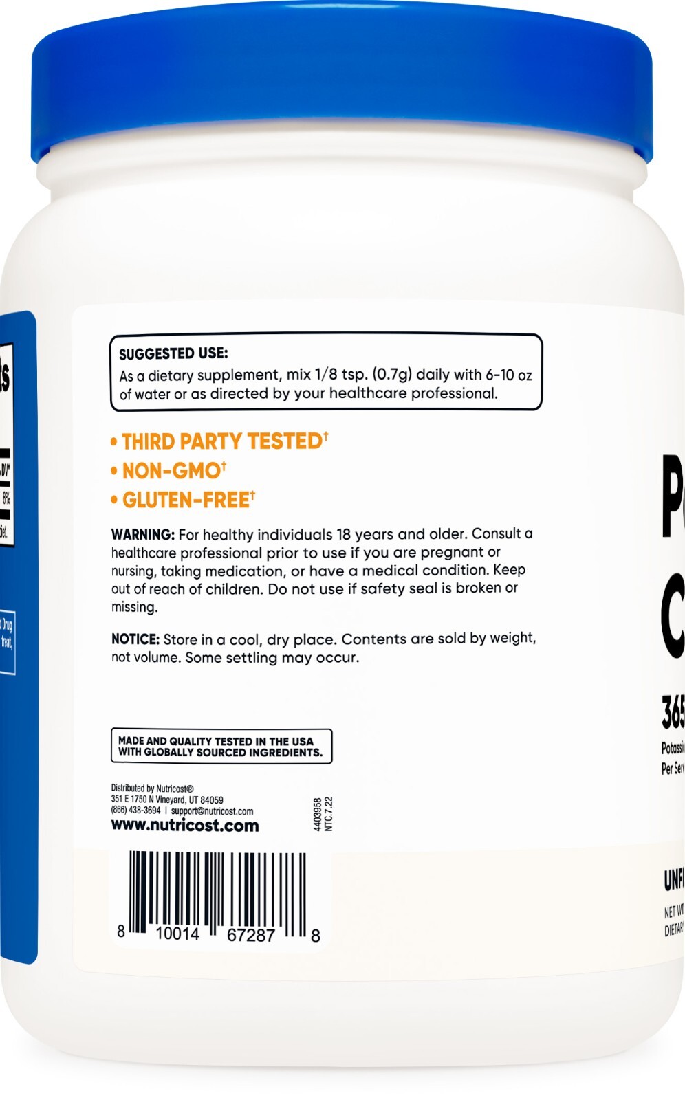 Nutricost Potassium Chloride 1kg - Gluten Free, Non-GMO