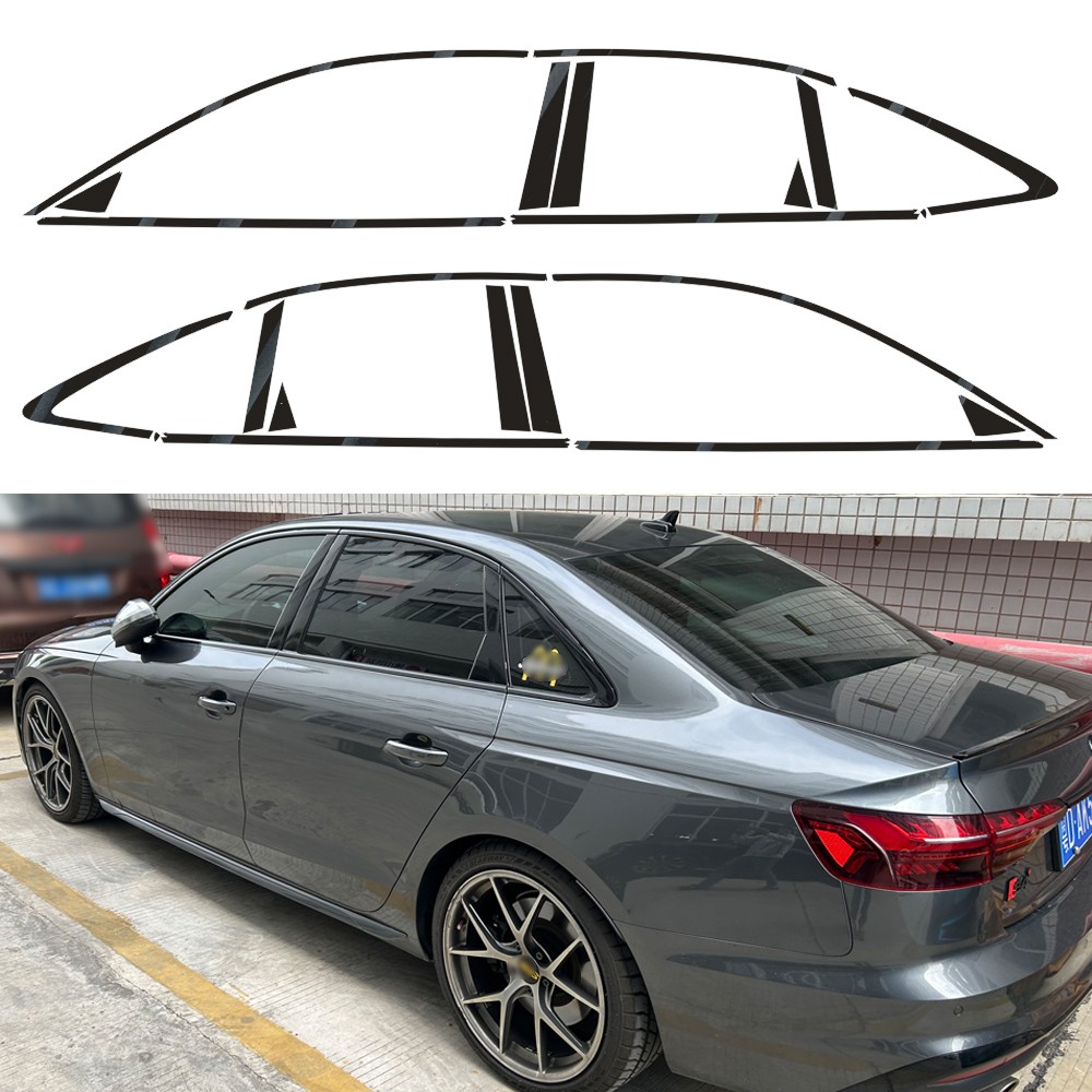 Glossy Black Chrome Delete Window Trims For Audi A4 S4 B9 2017-2025