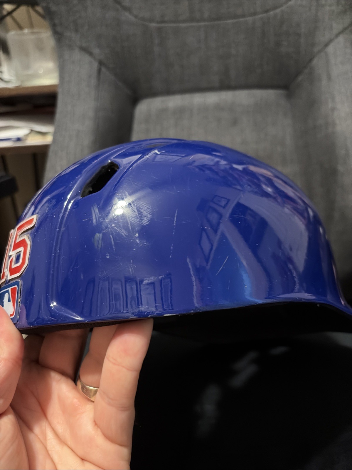 Rare Carson Kelly Chicago Cubs Used Cubs Catching Helmet Skull Cap