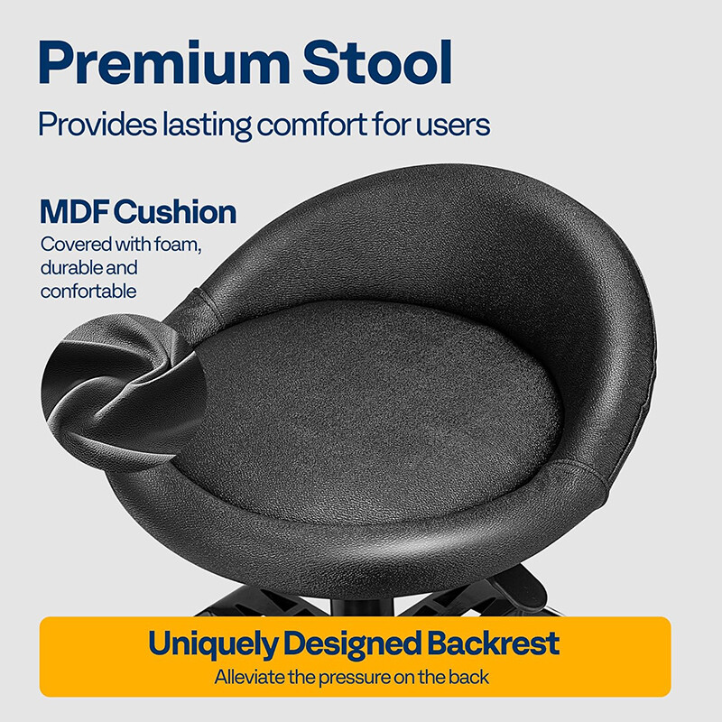 Rolling Garage Stool 300LBS Adjustable Height Mechanic Work Shop Seat w/ Casters