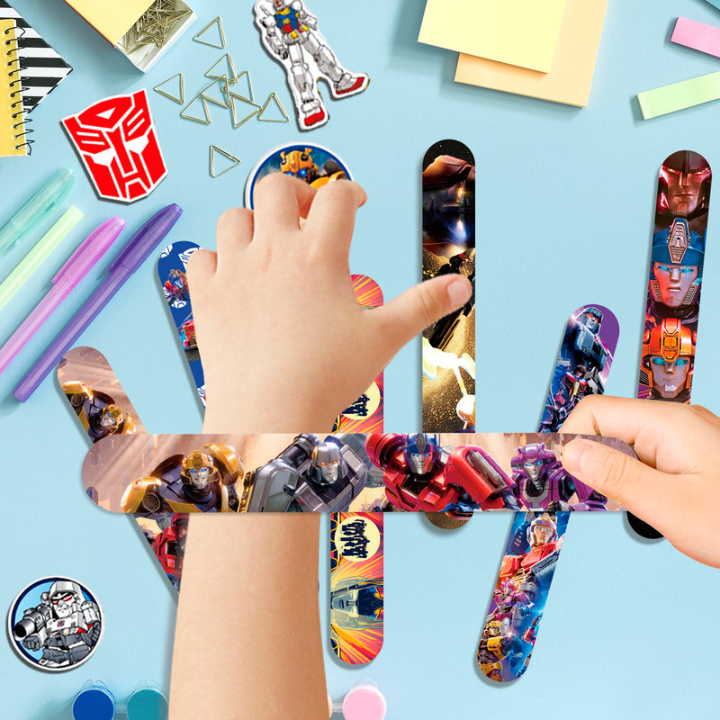 Transformers Slap Bracelets Kids Wrist Slap Bands Party Bag Filler Gift Sticker