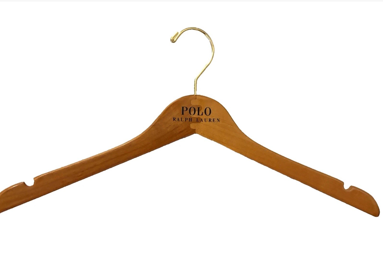 POLO Ralph Lauren LOT of 10 Brown Wooden Retail Store Curved Clothes Hangers