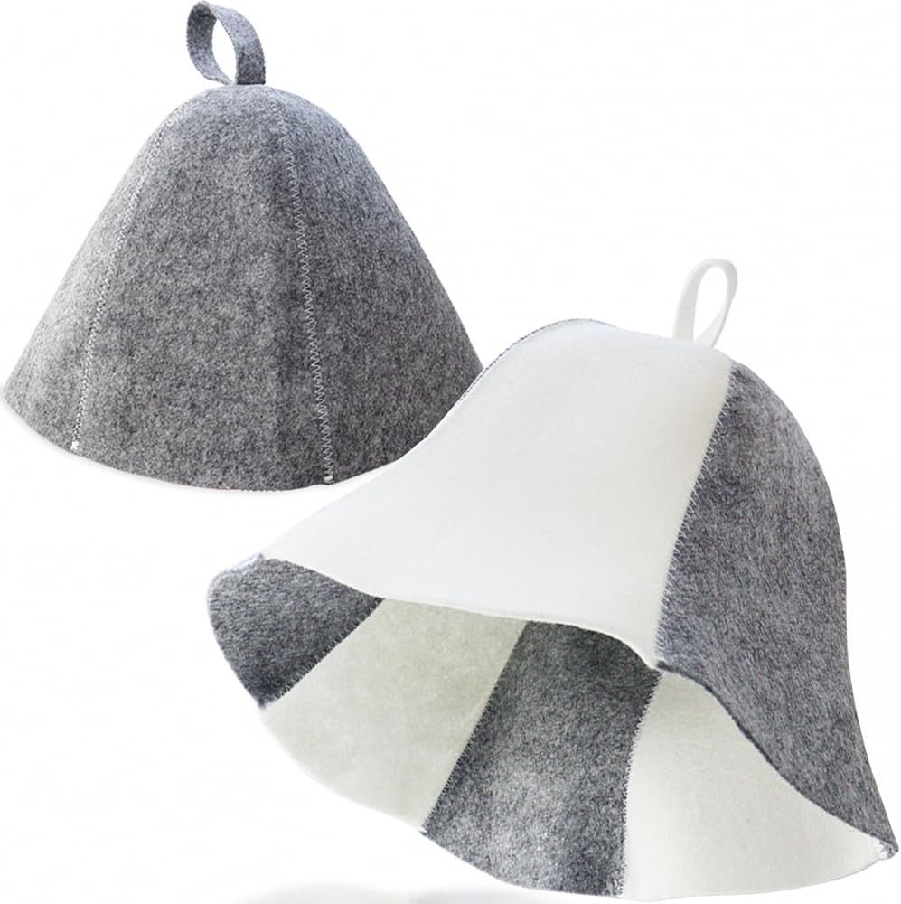 2 Pack Sauna Hat Polished Wool Hat for Sauna Wool Cap for Sauna Banya Bath House