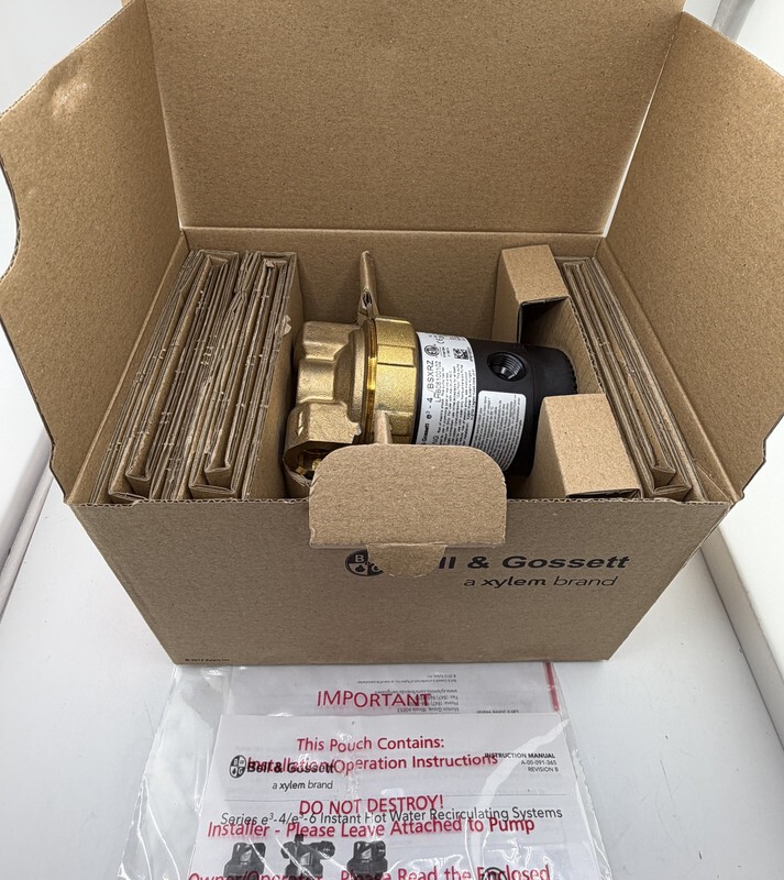 BELL & GOSSETT XYLEM ECOCIRC E3-4 BSXRZ 1/2" SWEAT CONNECTION PUMP LHB08100102