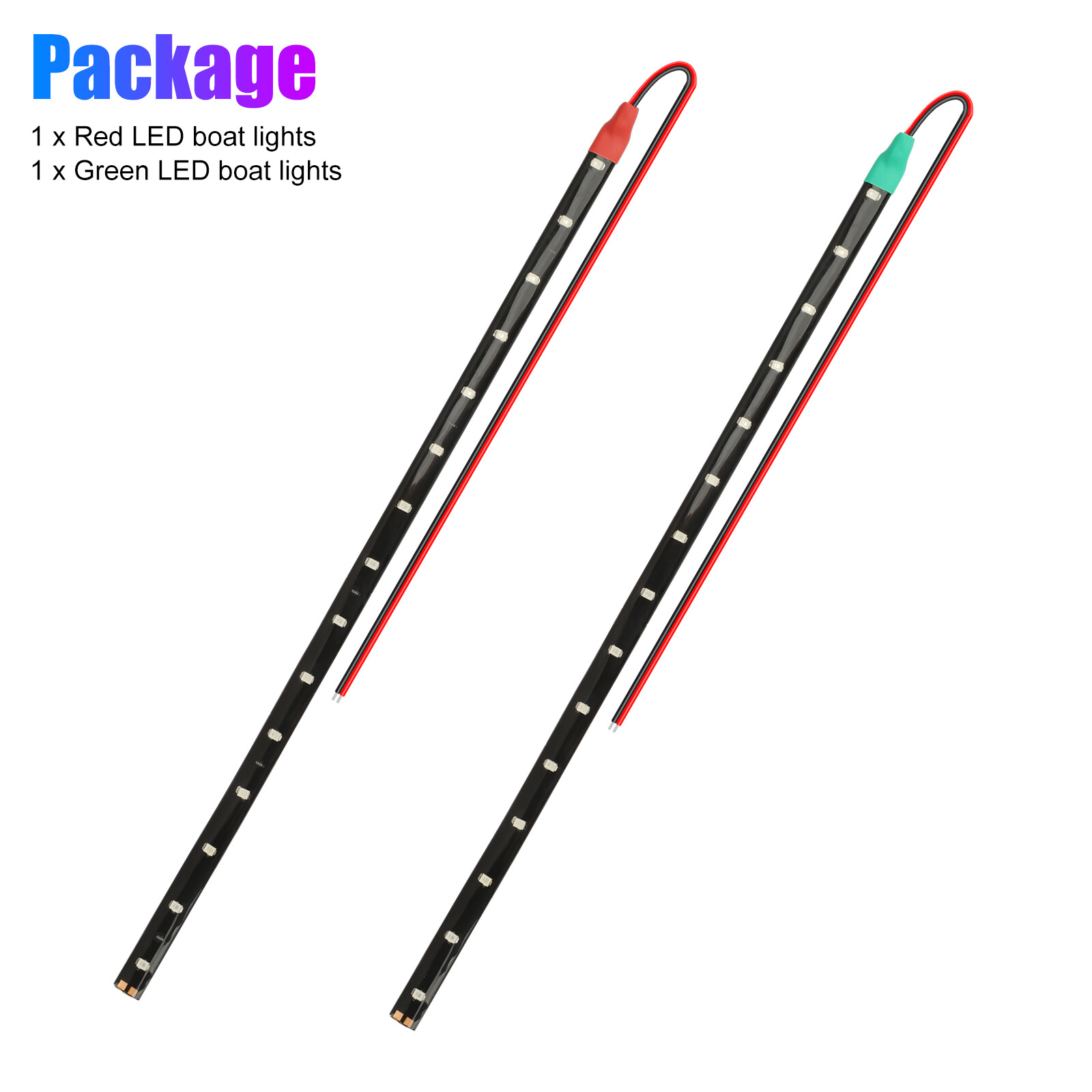 12" Red Green Submersible Navigation Light Marine Boat Bow LED Strip Waterproof