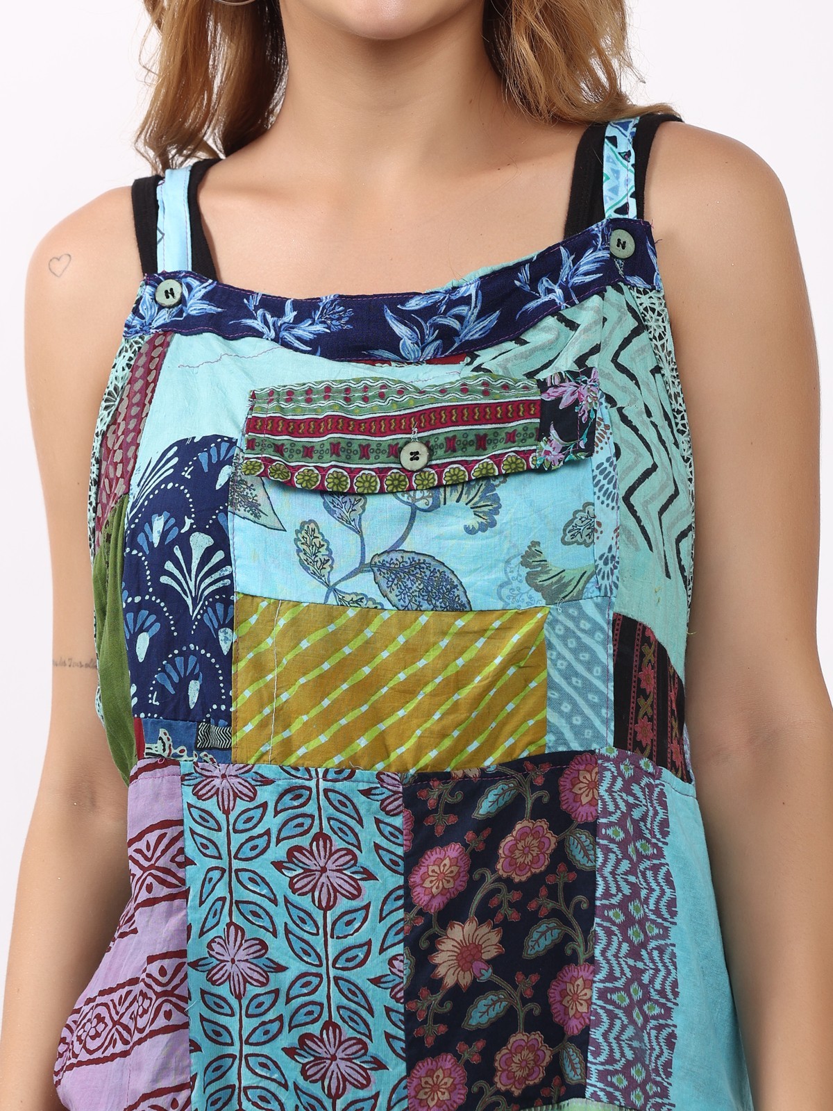 Women's Casual Patchwork Pocket Wide Leg Floral Print Rompers Jumpsuit Dress