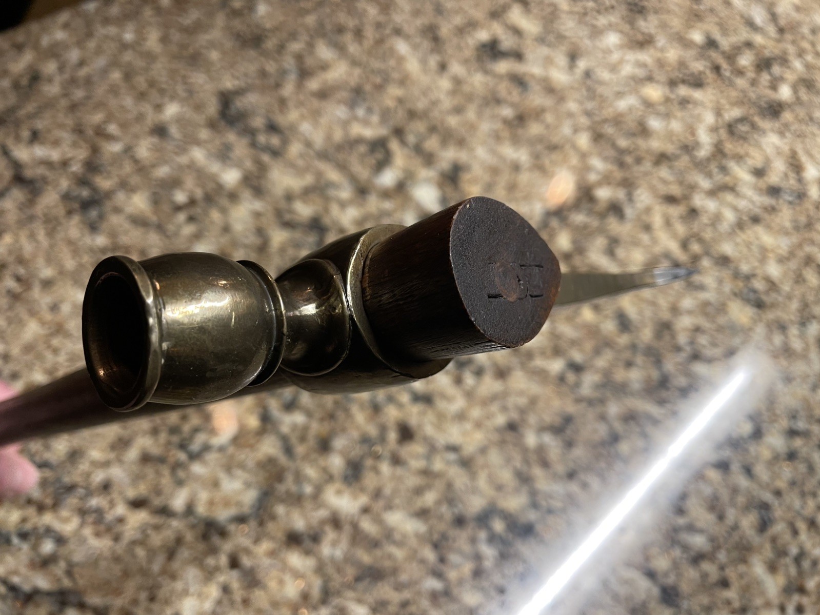 RARE & COMPLETE BRONZE PIPE “smoke” TOMAHAWK WITH DOVETAILED STEEL BIT