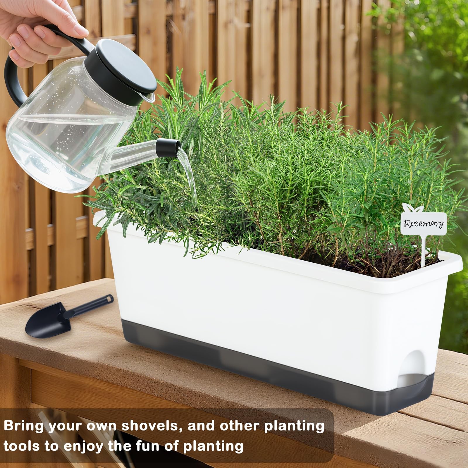 Window Box Planter 4 Packs, 17 Inches Rectangle Flower 17*5.1*6 inch, White