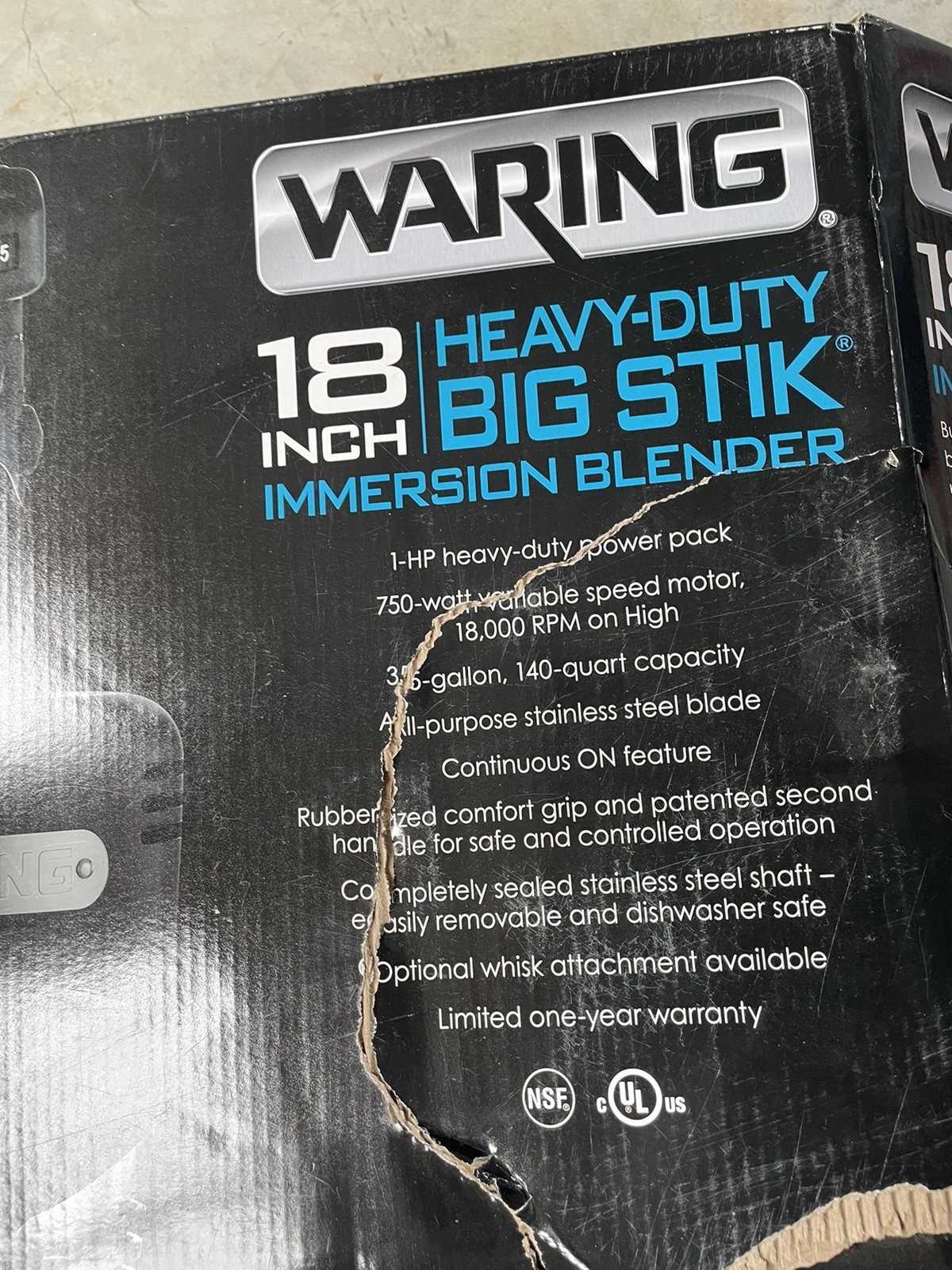 Waring | Big Stik Heavy Duty Immersion Blender | 18” Shaft | 35-gal | WSB65
