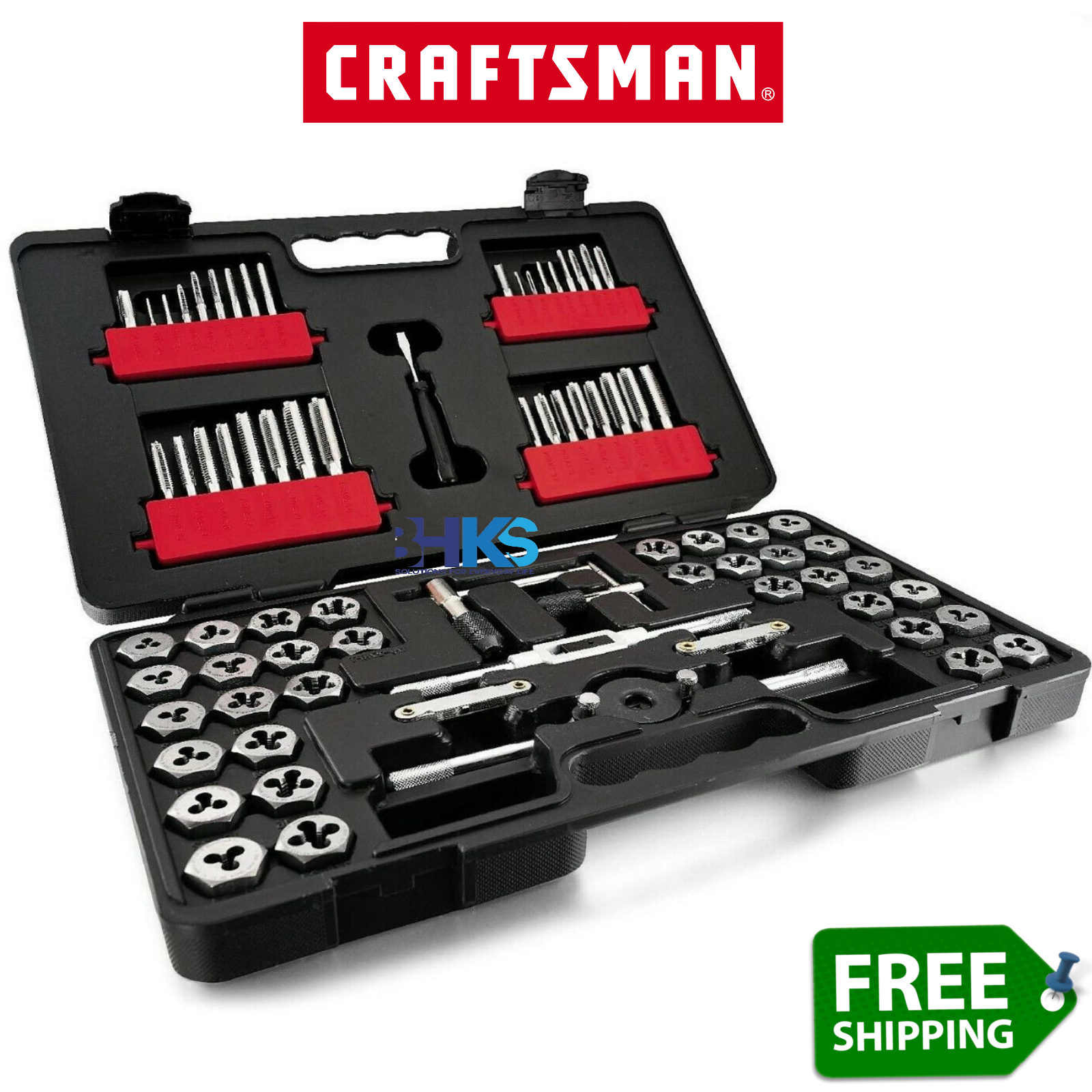 Craftsman 75 Pc Combination Tap & Die Carbon Steel Set Case SAE Metric 75 Piece