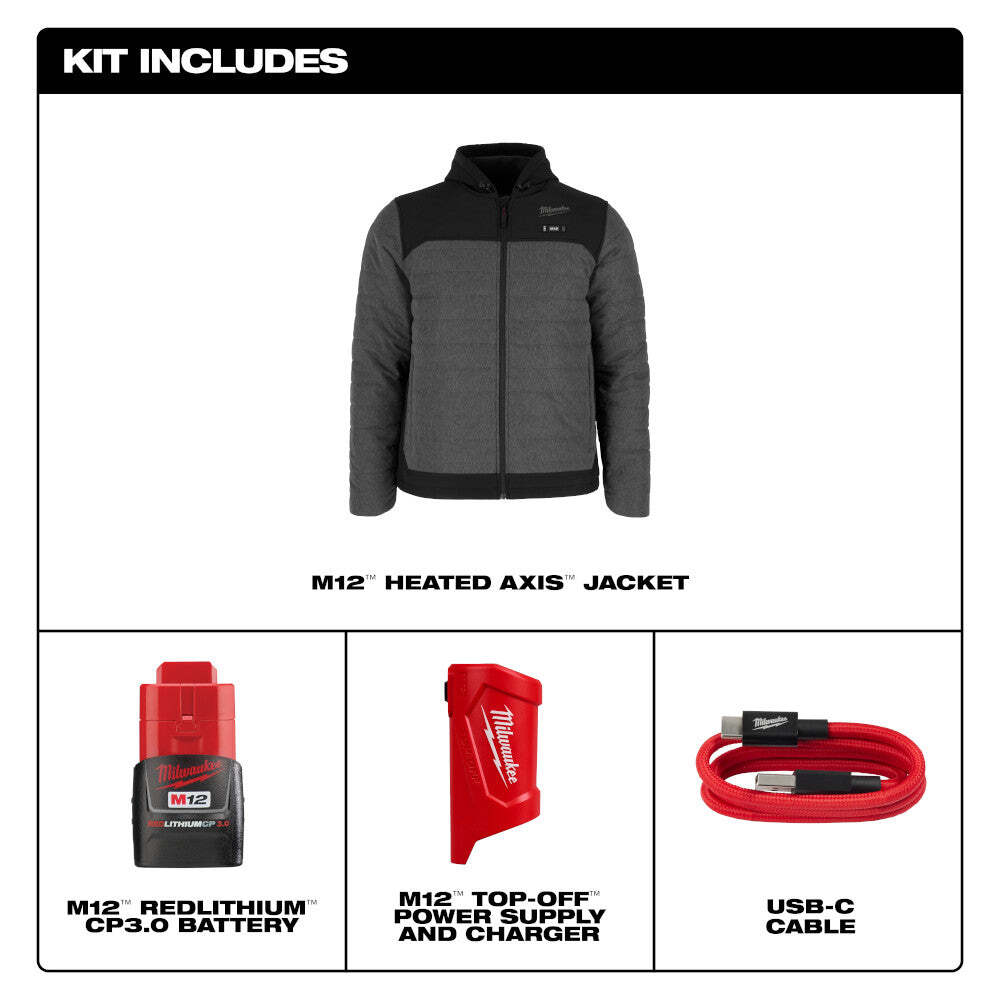 Milwaukee M102G-21L M12 12V Durable Li-Ion Heated AXIS Jacket
