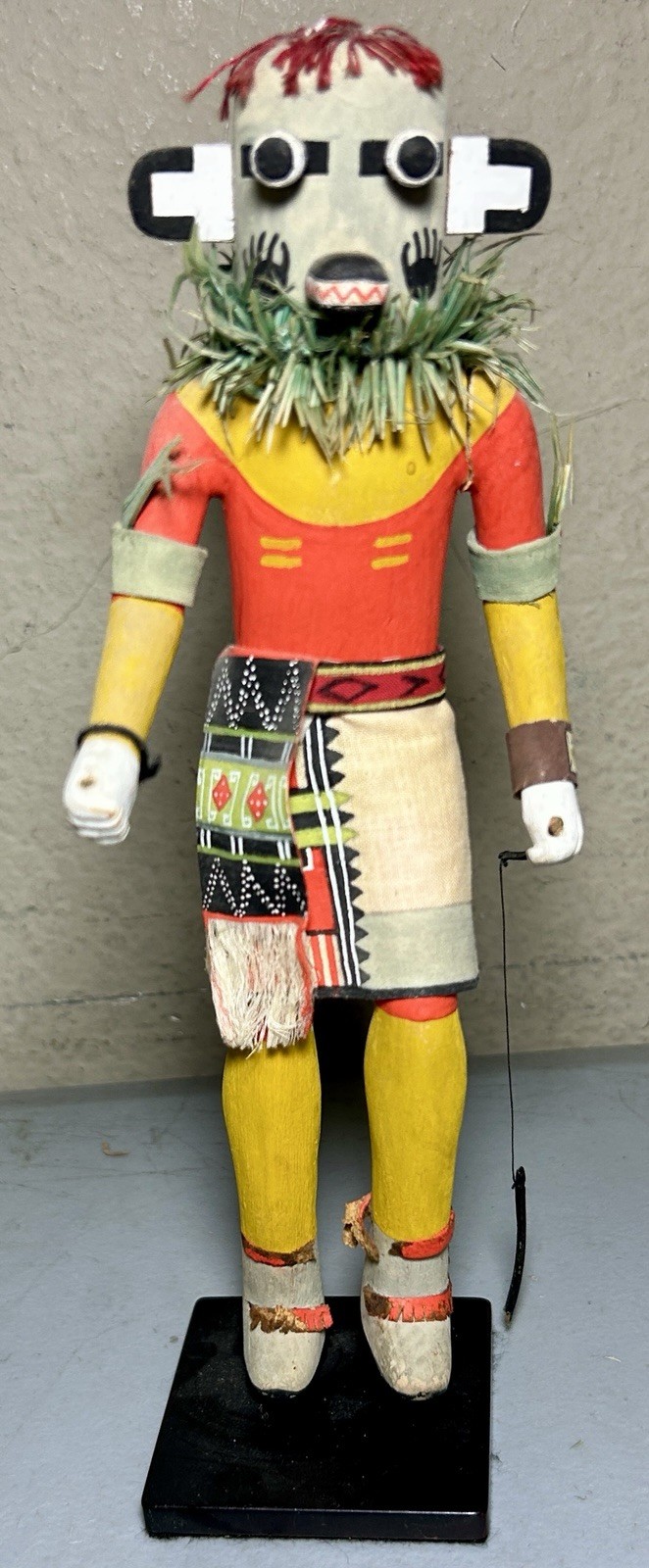 Antique Authentic Hopi Kachina Doll Black Ogre Old Style Dance Ceremony Sash  9”