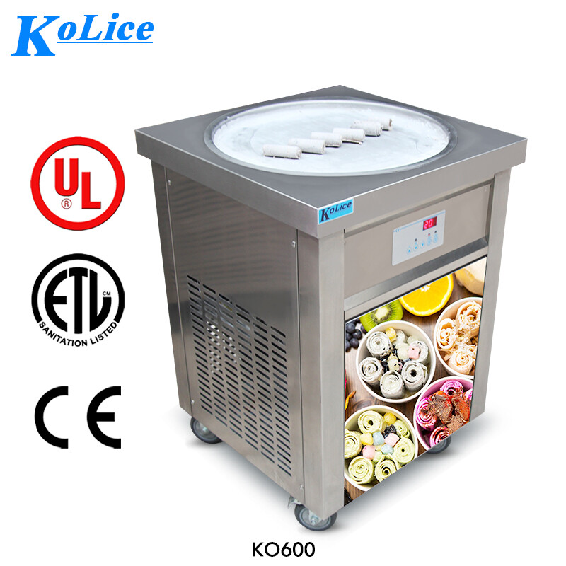 Kolice Commercia Single Pan Fried Ice Cream Machine Rolled Ice Cream Machine