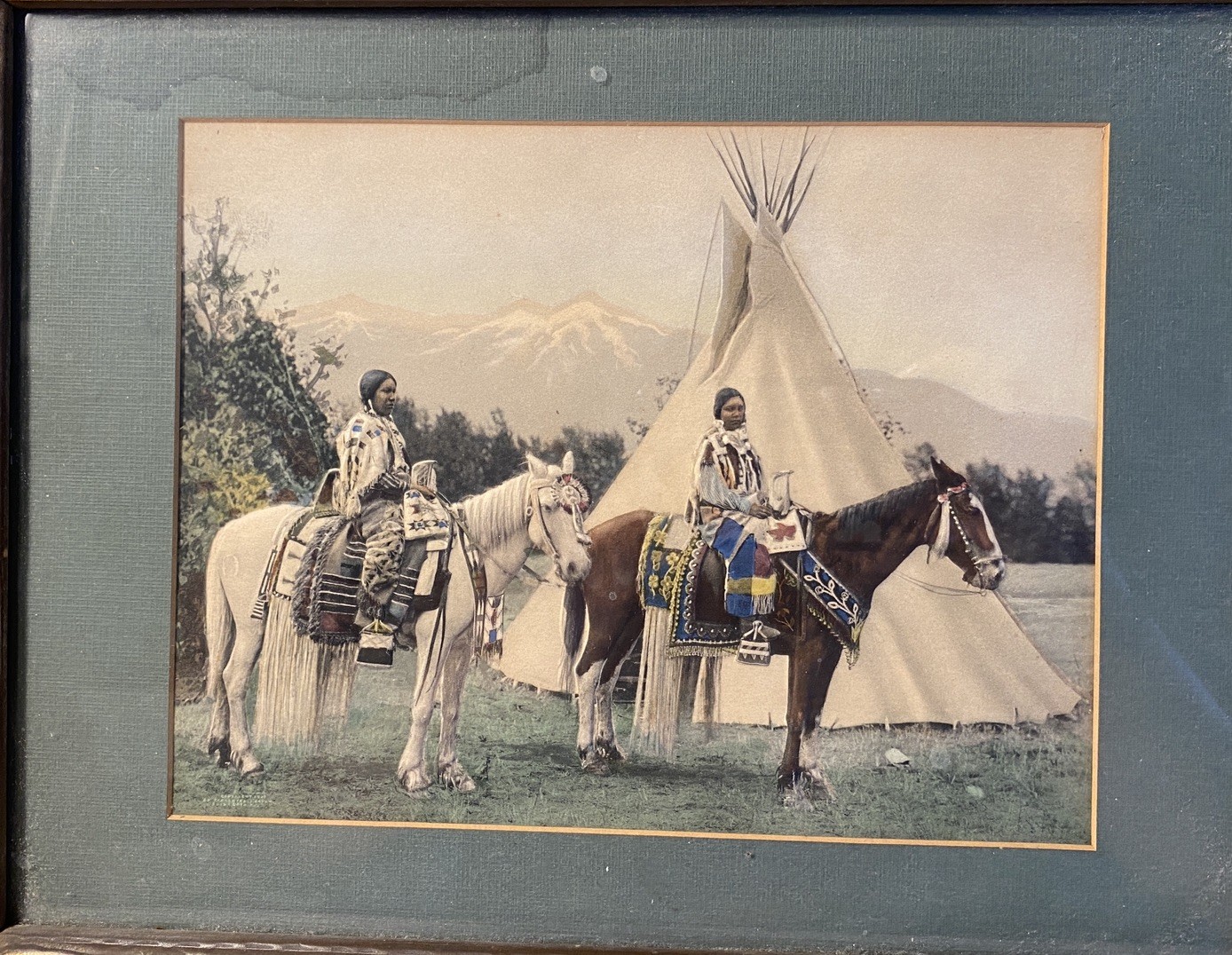 Hand Tinted Native American Photograph- Arts and Crafts Frame: Circa 1900s