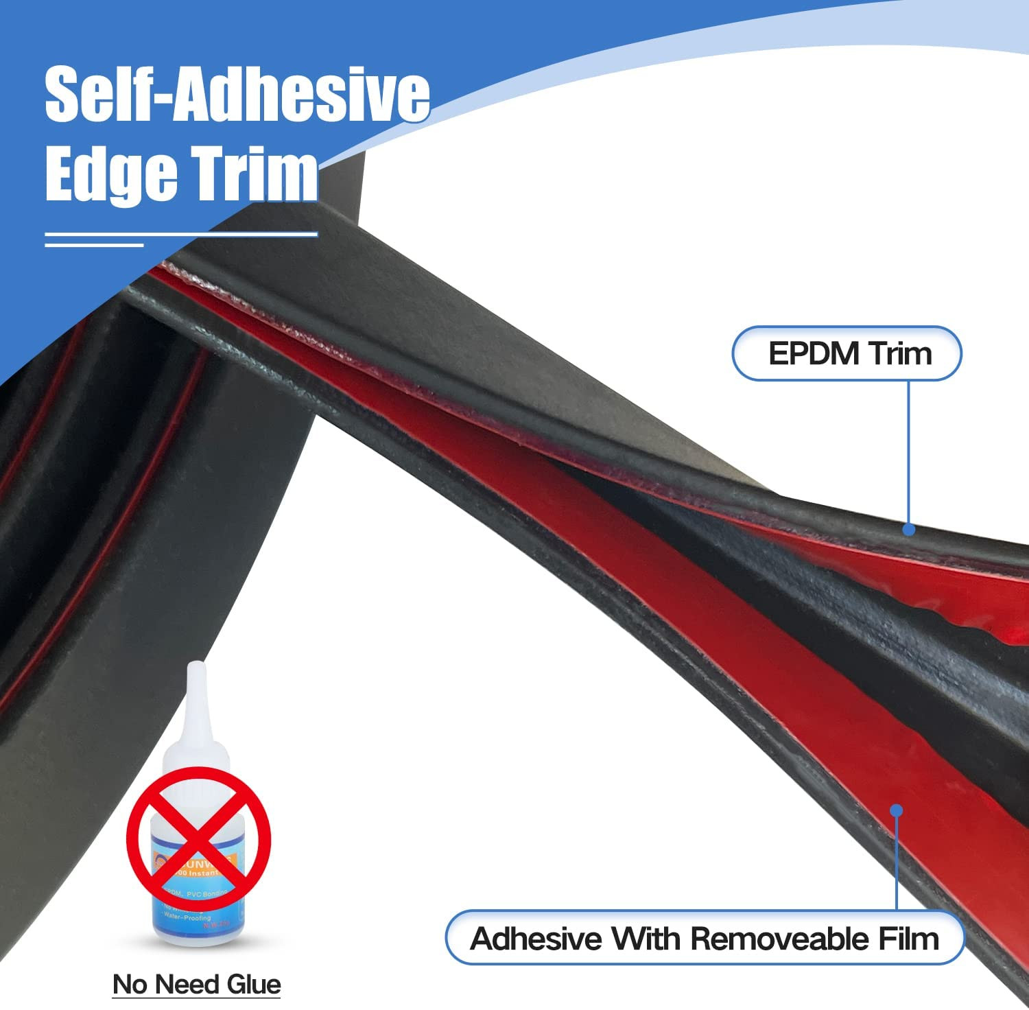 Rubber Edge Trim, Self-Adhesive Rubber Edge Trim, Edge Protector for Sheet Metal
