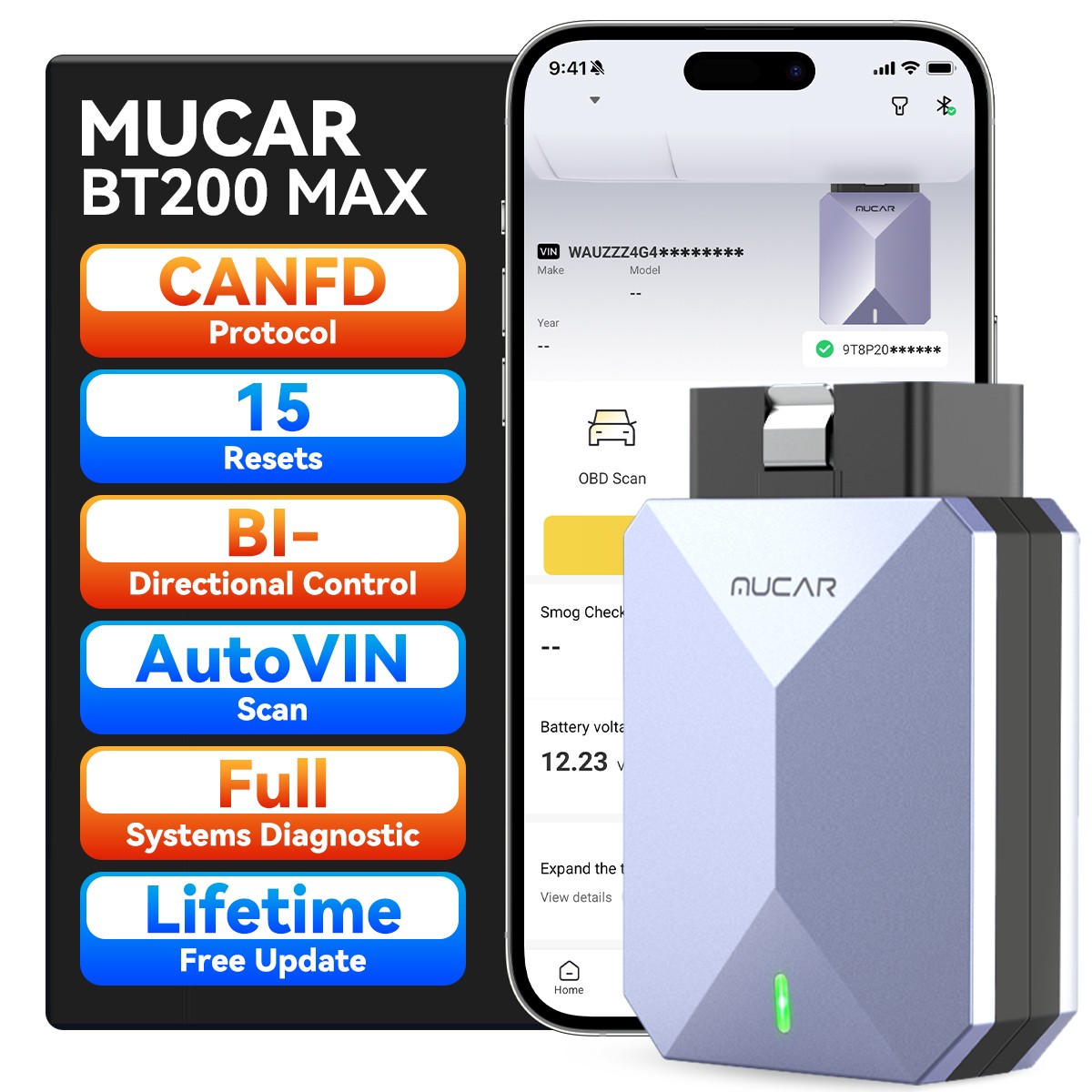 2026 Newest MUCAR BT200 MAX AI-Assisted Bluetooth Automative Code Reader Scanner