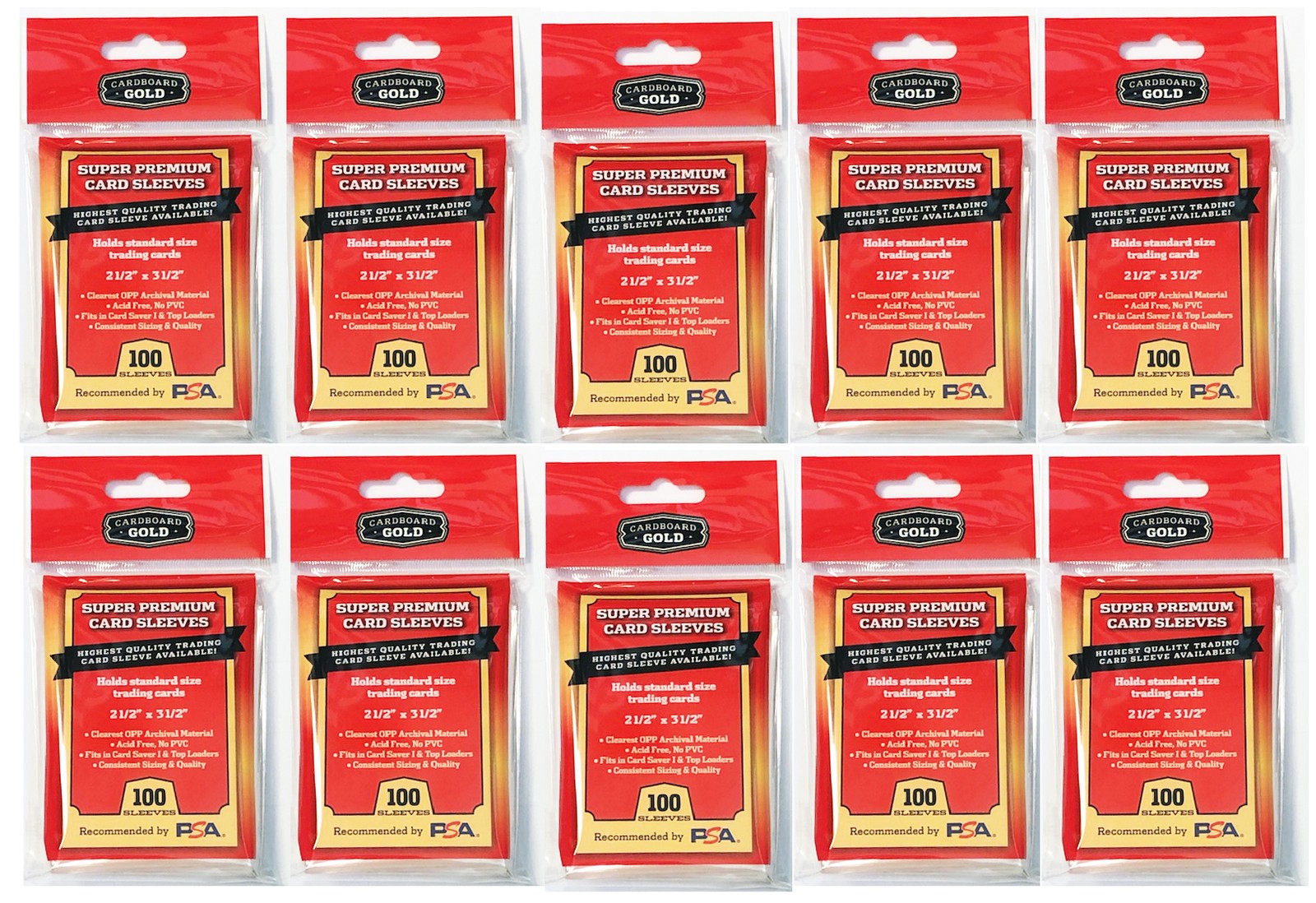 1000 (10 Packs) CBG Penny Super Premium Sports Card Soft Standard Size Acid Free
