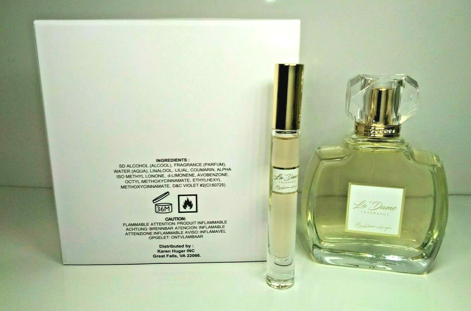 La’ Dame Fragrance By Karen Huger Eau de Parfum Special 3.4 & 0.2 OZ NOB