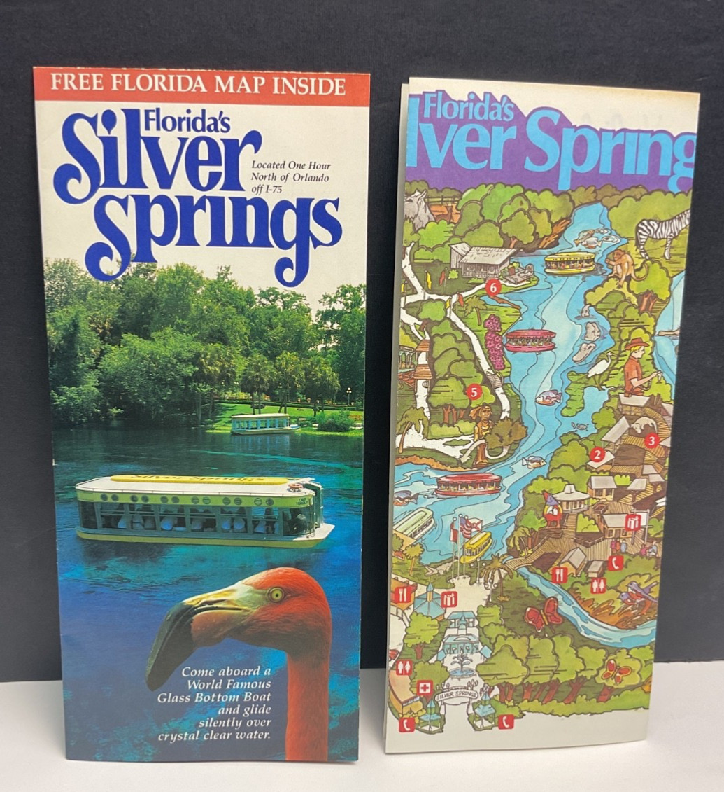 Florida Silver Springs 1988 Souvenir Brochure & Silver Springs Park Map T