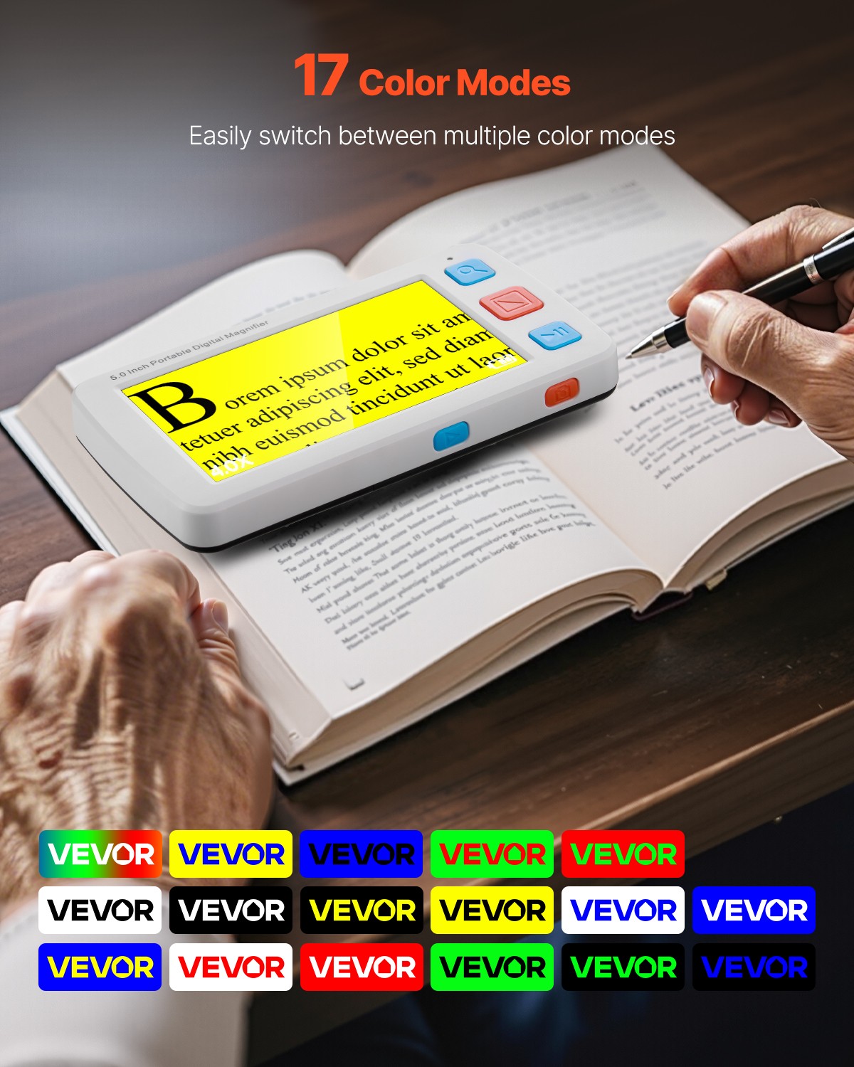 VEVOR Portable Digital Magnifier 5" HD Electronic Video Magnifier 4X - 32X Zoom