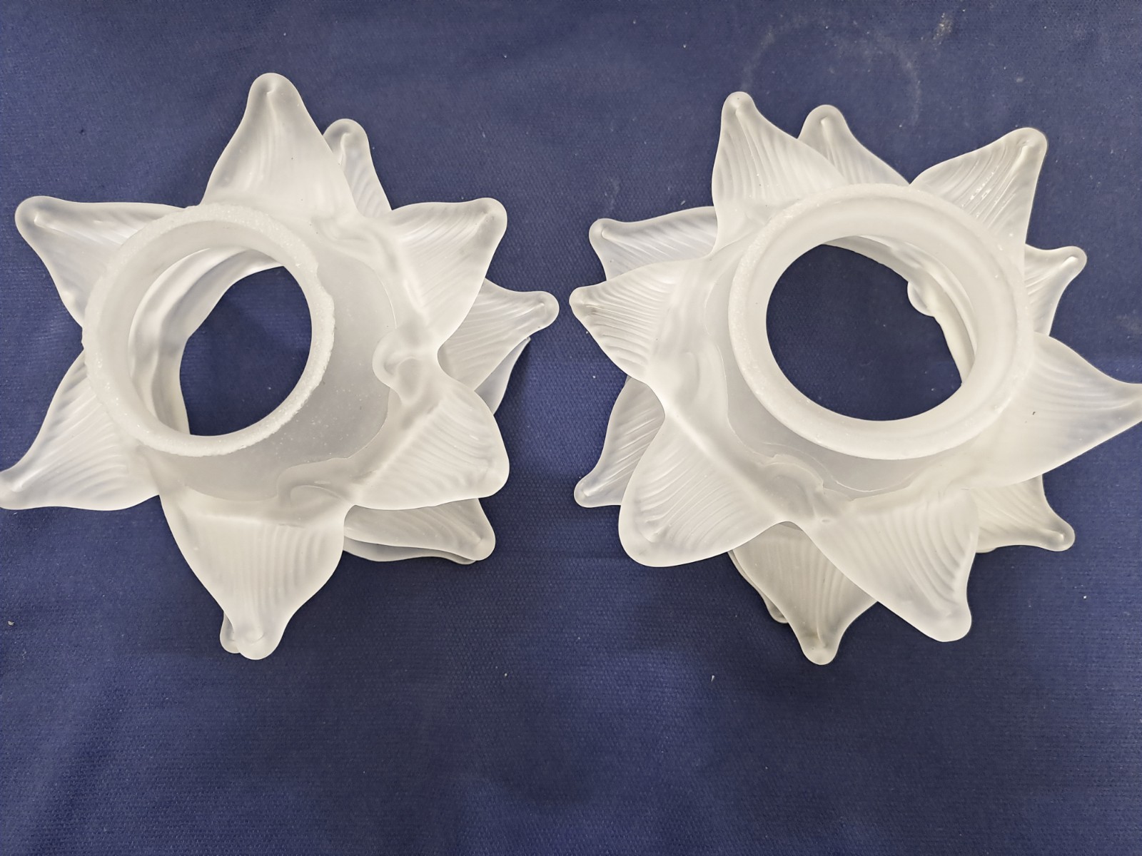 Vintage Murano Blown Glass Rose Petal Shades Set of 2 Frosted