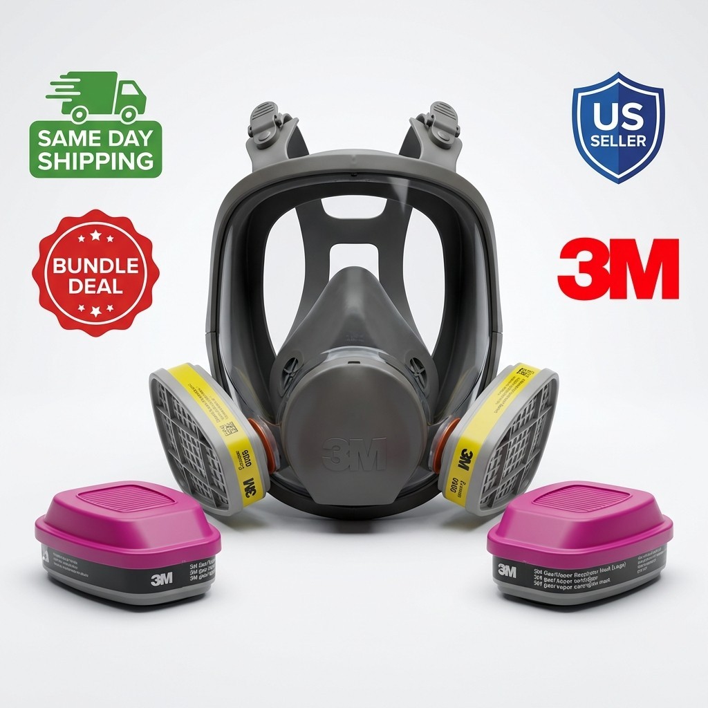 Bundle 3M 6900 LARGE FULL FACE RESPIRATOR MASK & 2 60926 GAS VAPOR+2 6006 Filter