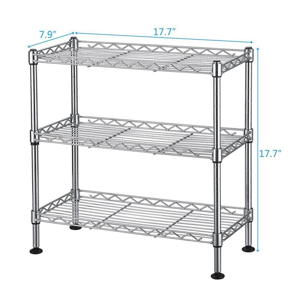 3 Tiers Wire Shelving Rack Shelf Adjustable Commercial Garage Kitchen Wide Use