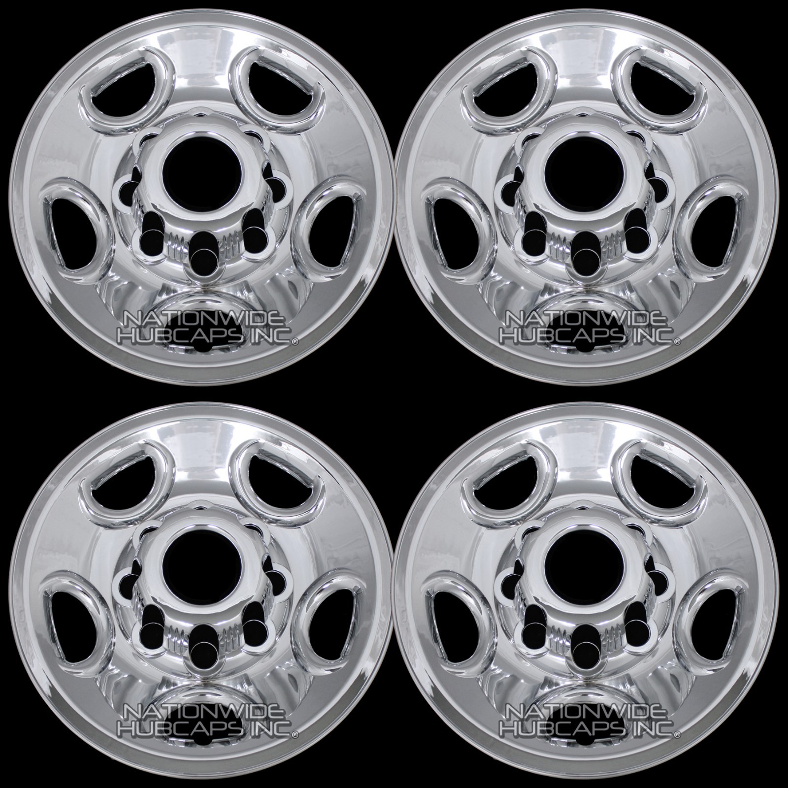 4 CHROME Express Van 16" 8 Lug Wheel Skins Hub Caps Rim Simulators Center Covers