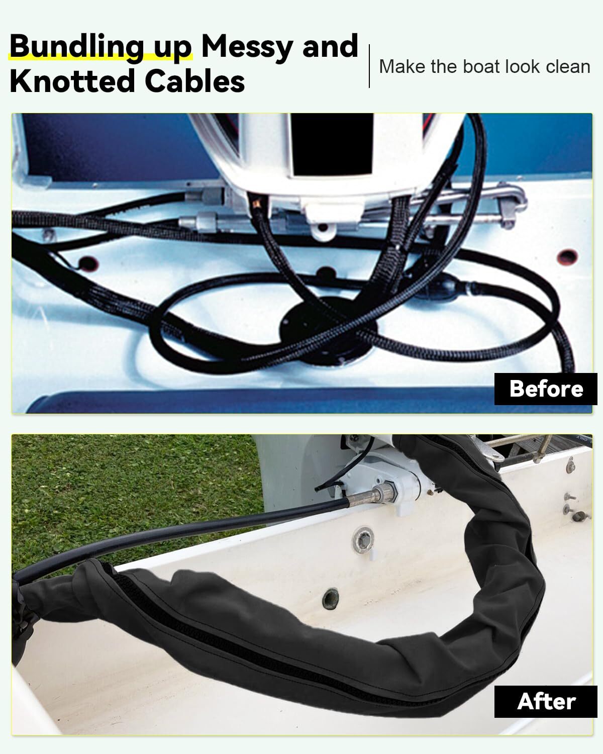 Outboard Marine Cable-Hose Rigging Protector Cover 48" Zippered Sleeve ZRS-1-DP