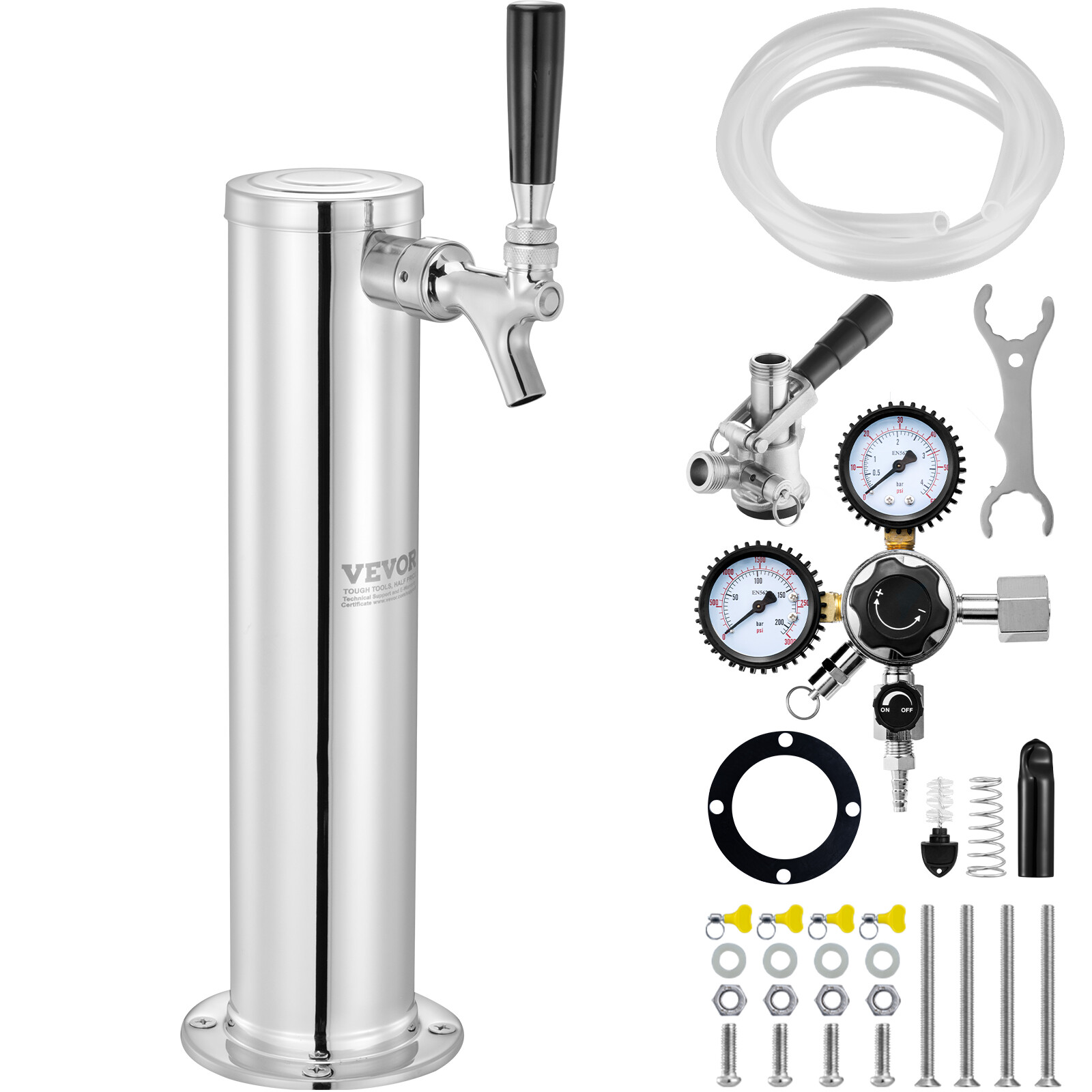 VEVOR Kegerator Tower Kit Single Tap Beer Conversion Kit with CGA320 Regulator