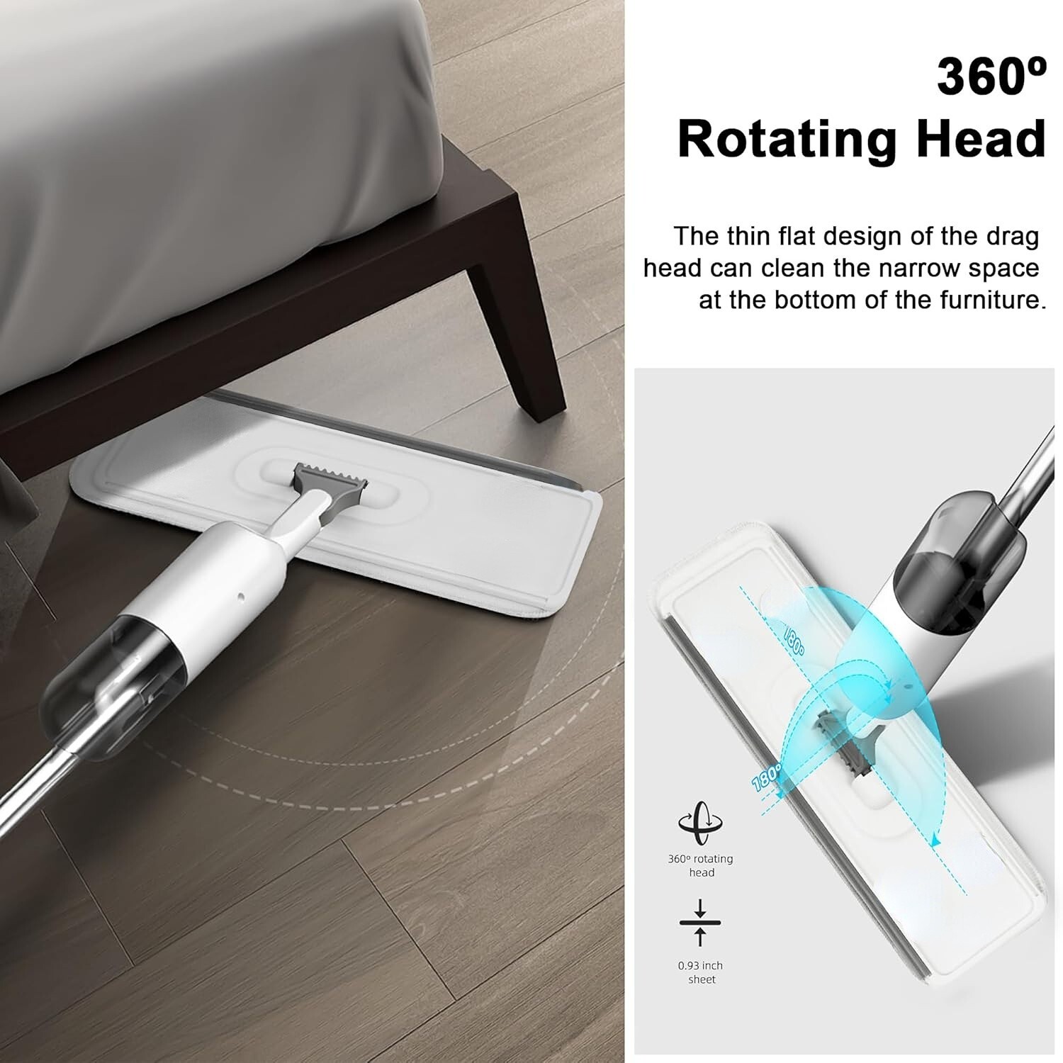 360° Spray Mops for Floor Cleaning with 5 Washable Pads, Wet Dry Microfiber Mop