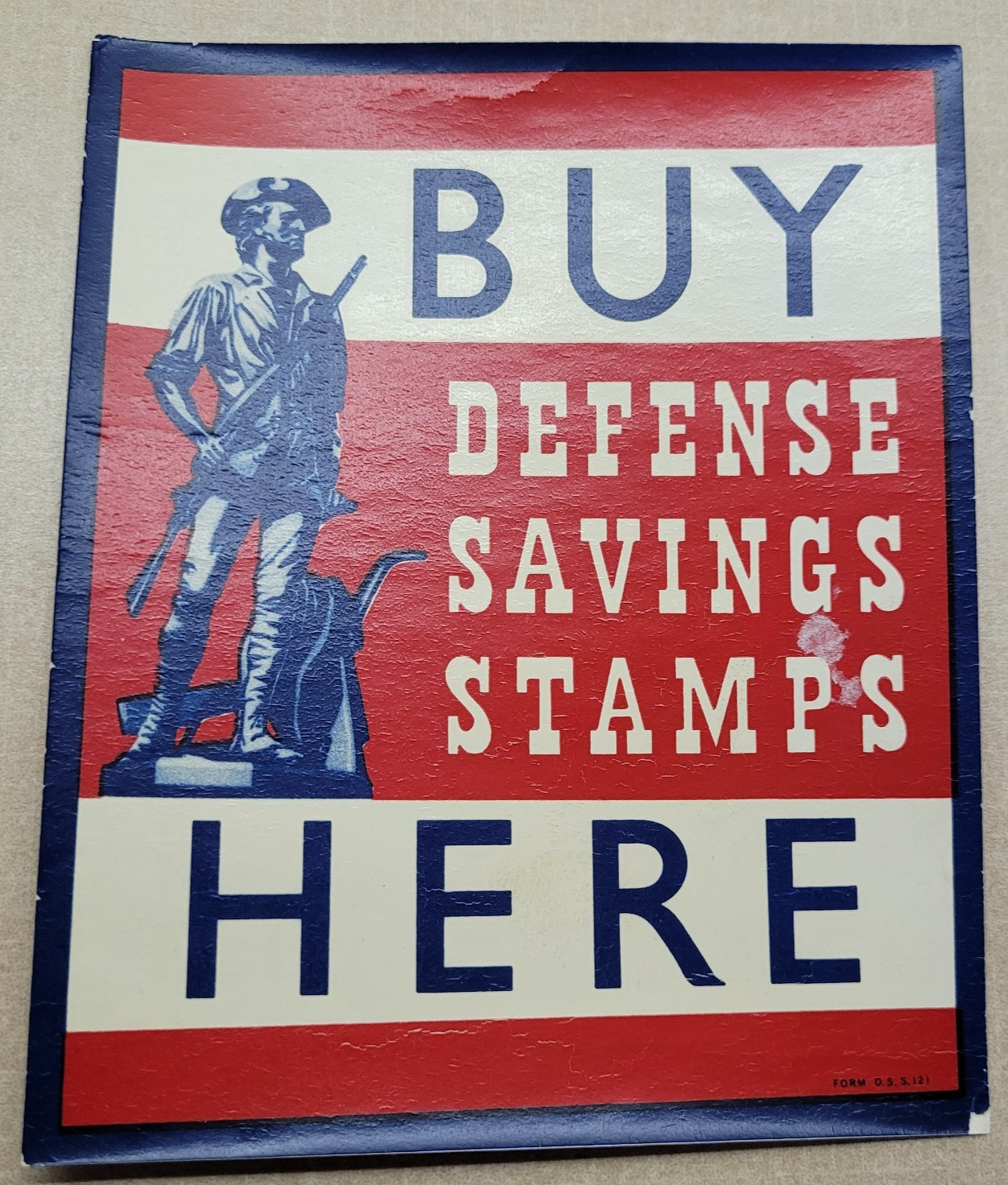 World War II Window Sticker "Buy Defense Savings Stamps - HERE" Waterslide Decal
