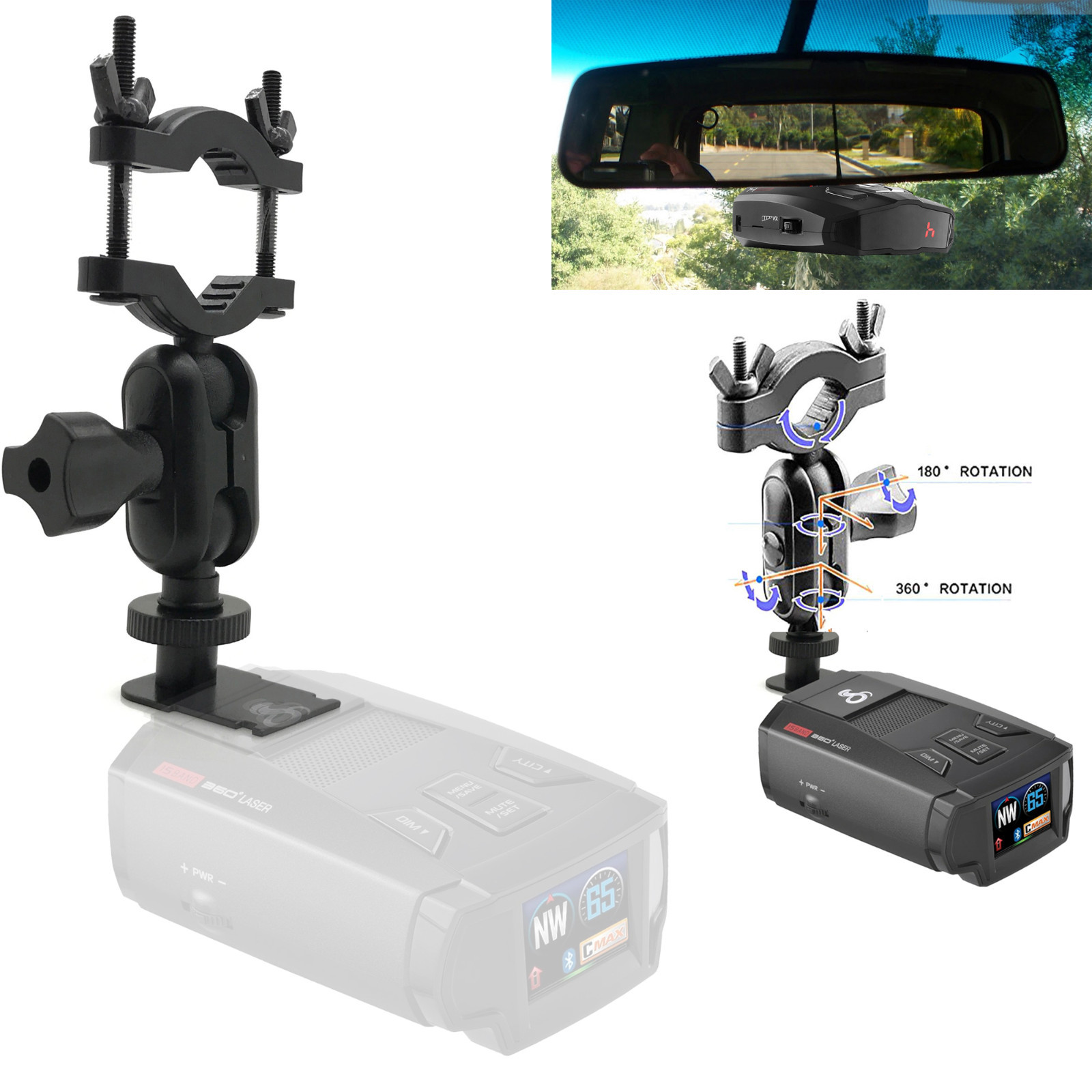 MOTOR Rearview Mirror Mount for Cobra SPX 5000 5300 5400 5500 6500 6700 Radar