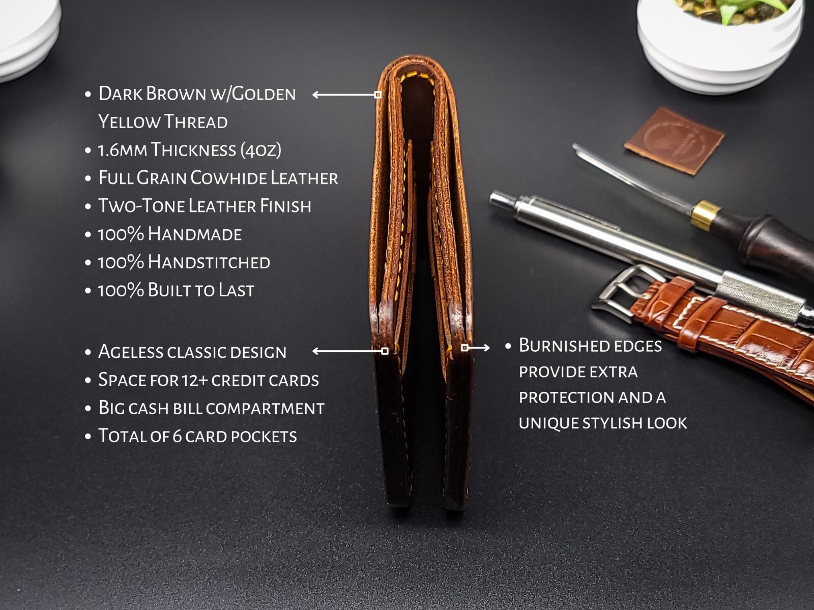 Bellicose Handmade Full Grain Leather Wallet for Men, New