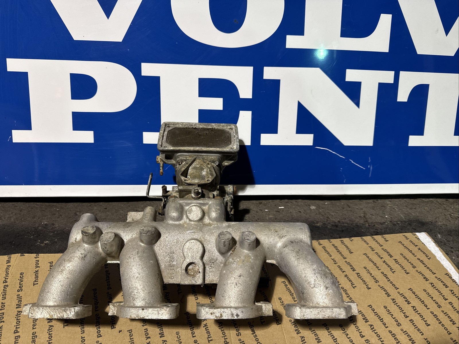 Volvo Penta AQ120 and AQ140 4 Cylinder Marine intake manifold with carb.