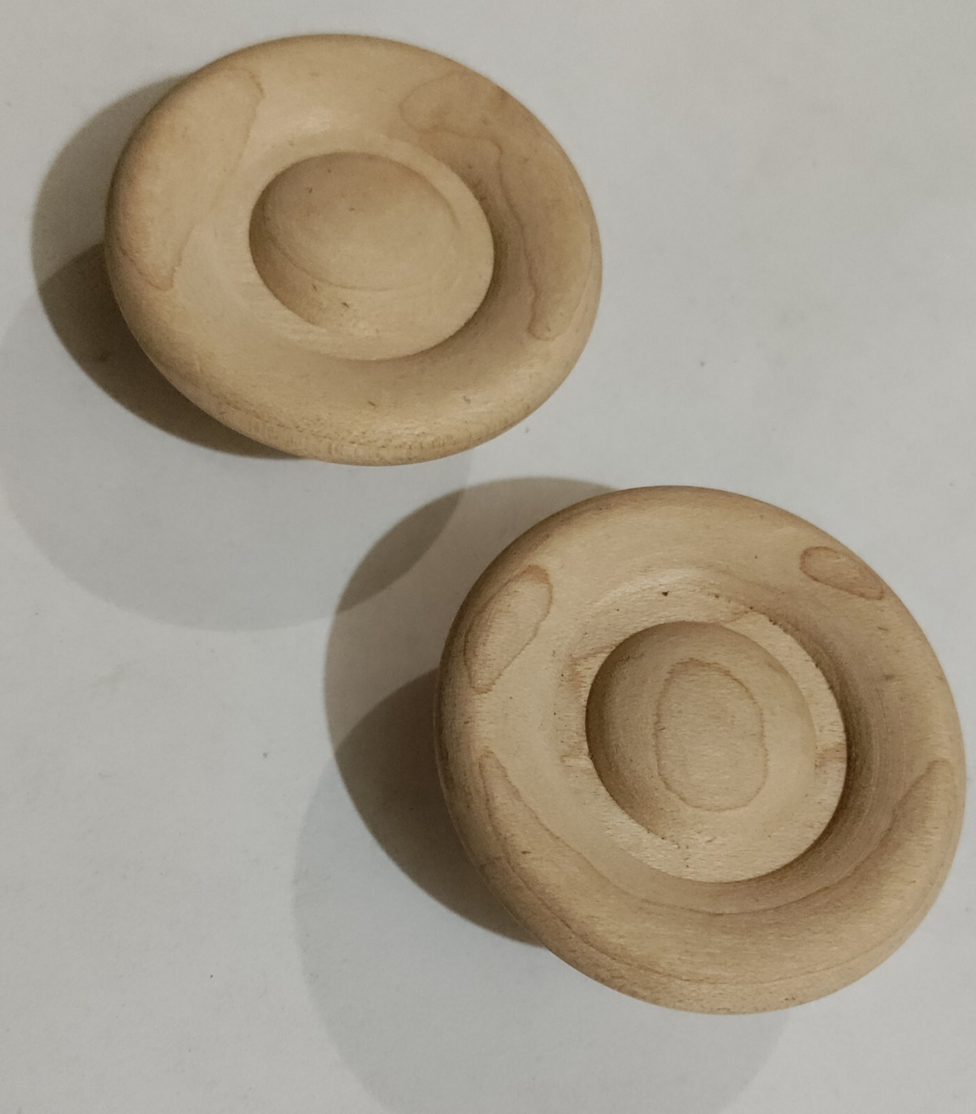 2 WADDELL 2" ROUND UNFINISHED MAPLE WOOD CABINET / DRAWER KNOBS, NO.11402 VTG